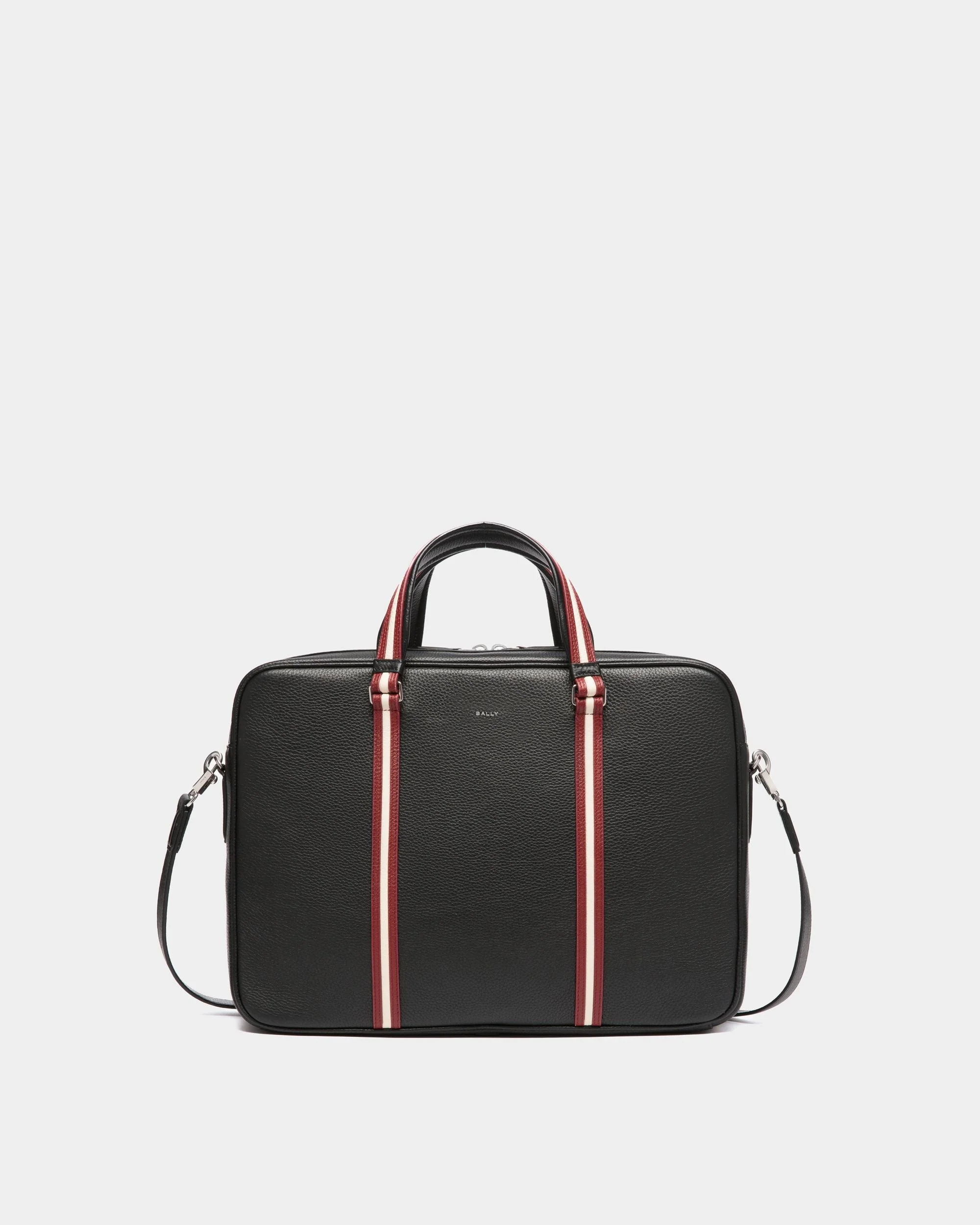 Code Briefcase In Black Grained Leather