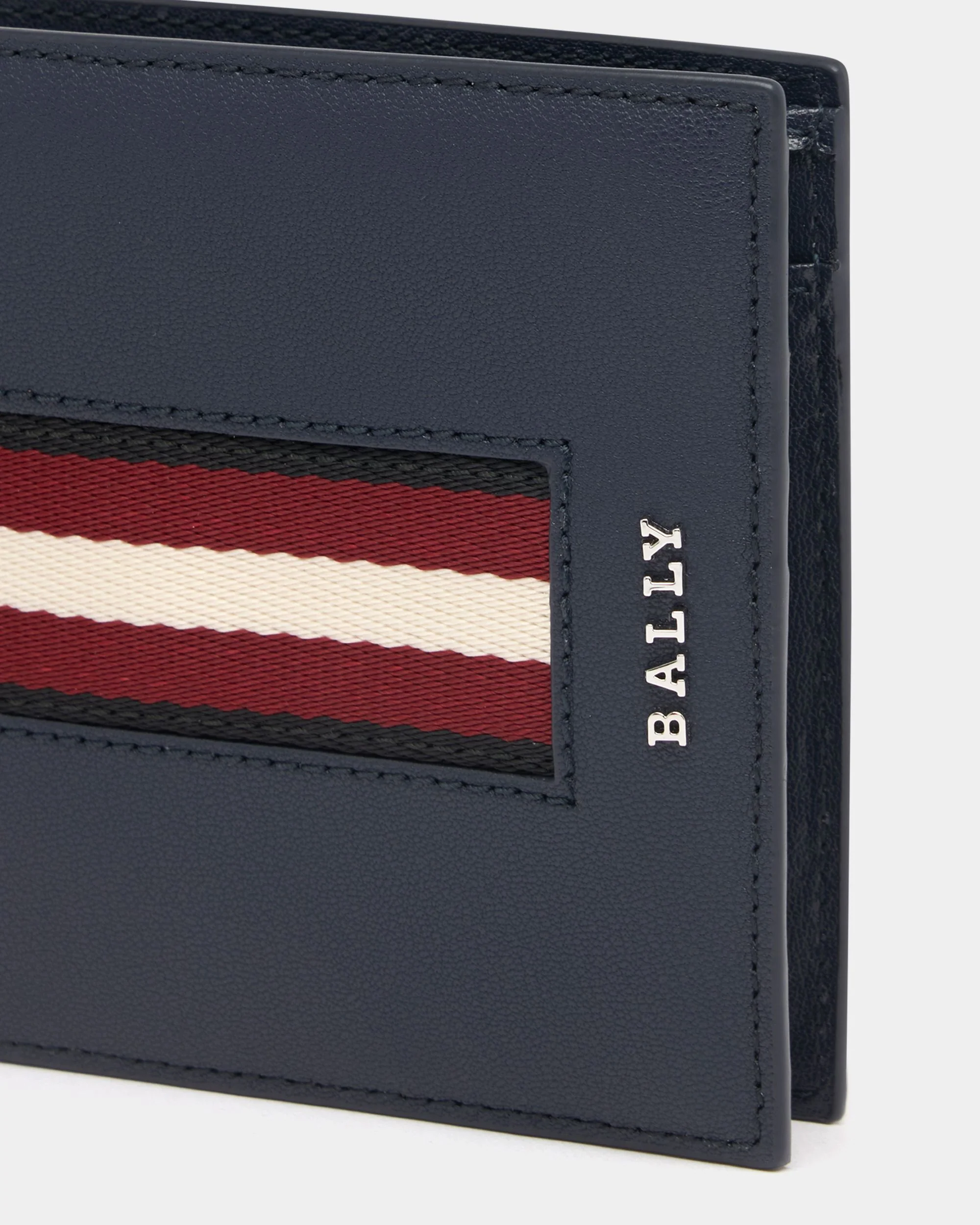 Coin Wallet in Navy Blue Leather With a Bally Ribbon - Image 4