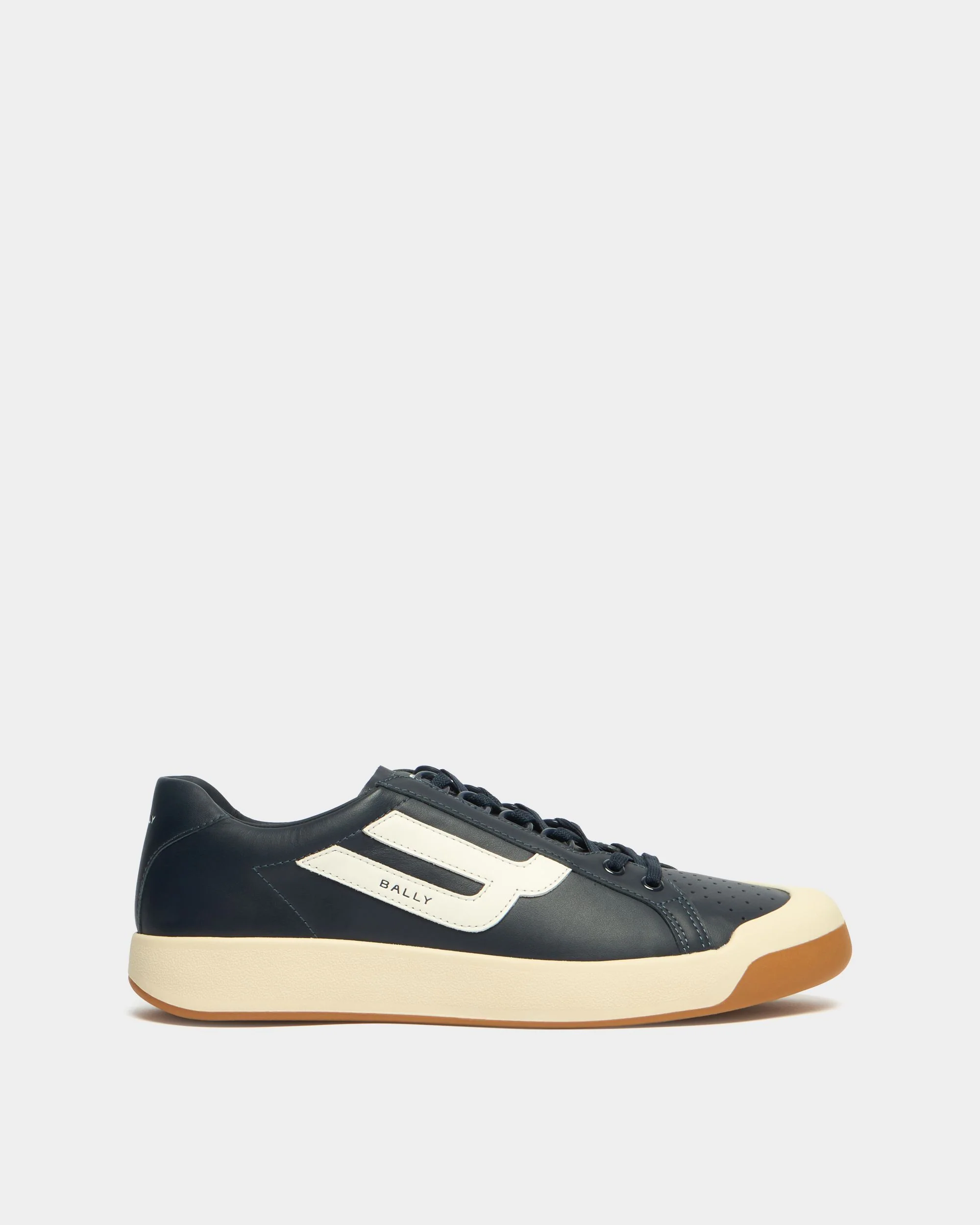 Competition Sneaker in Navy Blue and White Leather