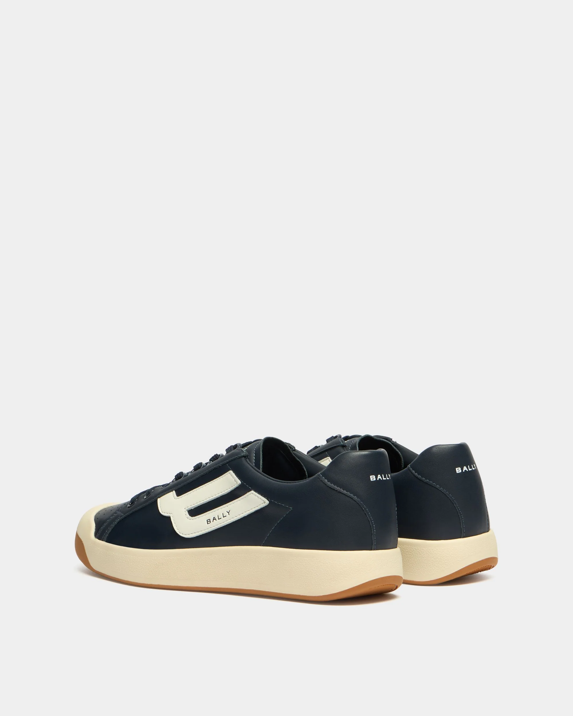 Competition Sneaker in Navy Blue and White Leather - Image 4