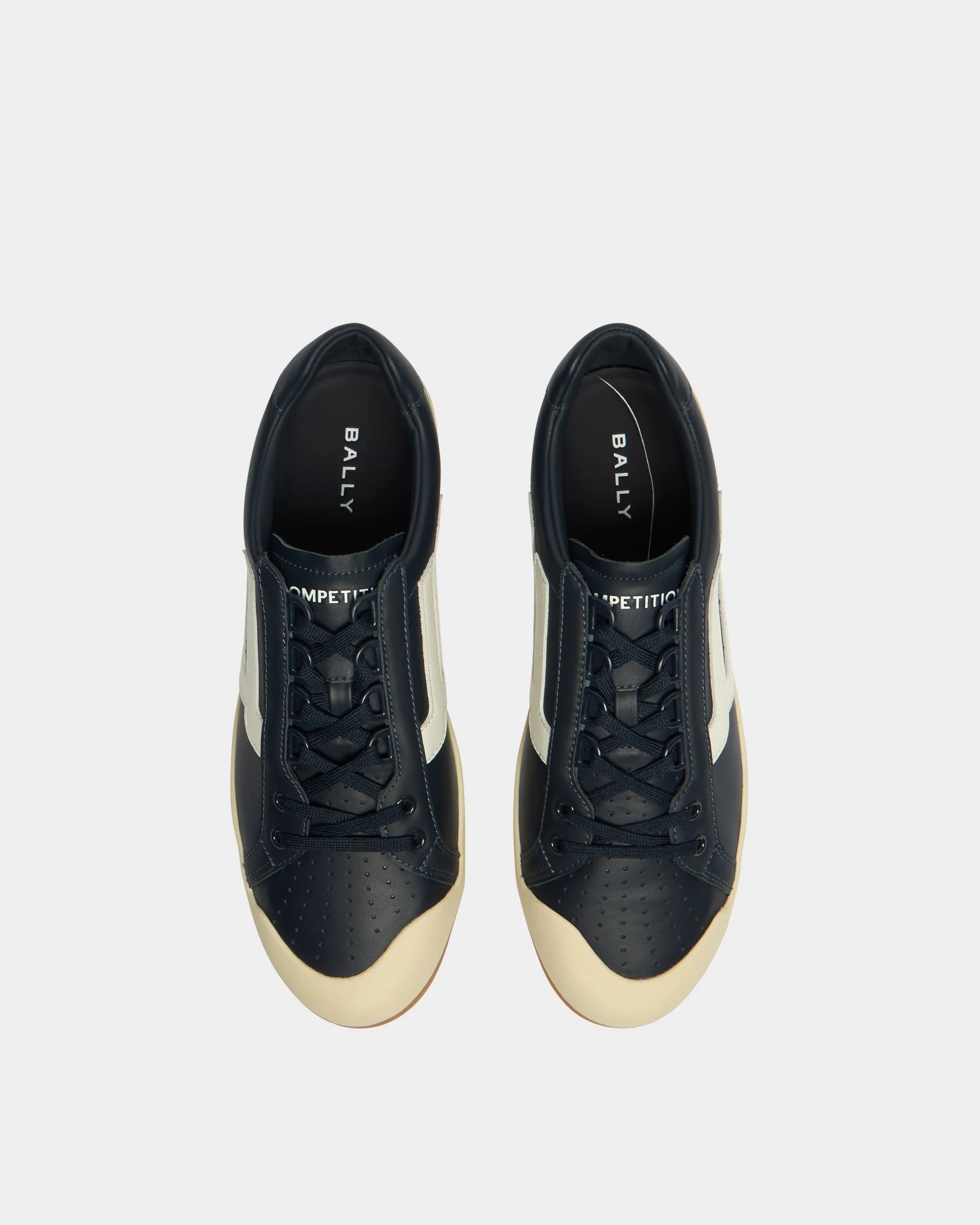Competition Sneaker in Navy Blue and White Leather - Image 5