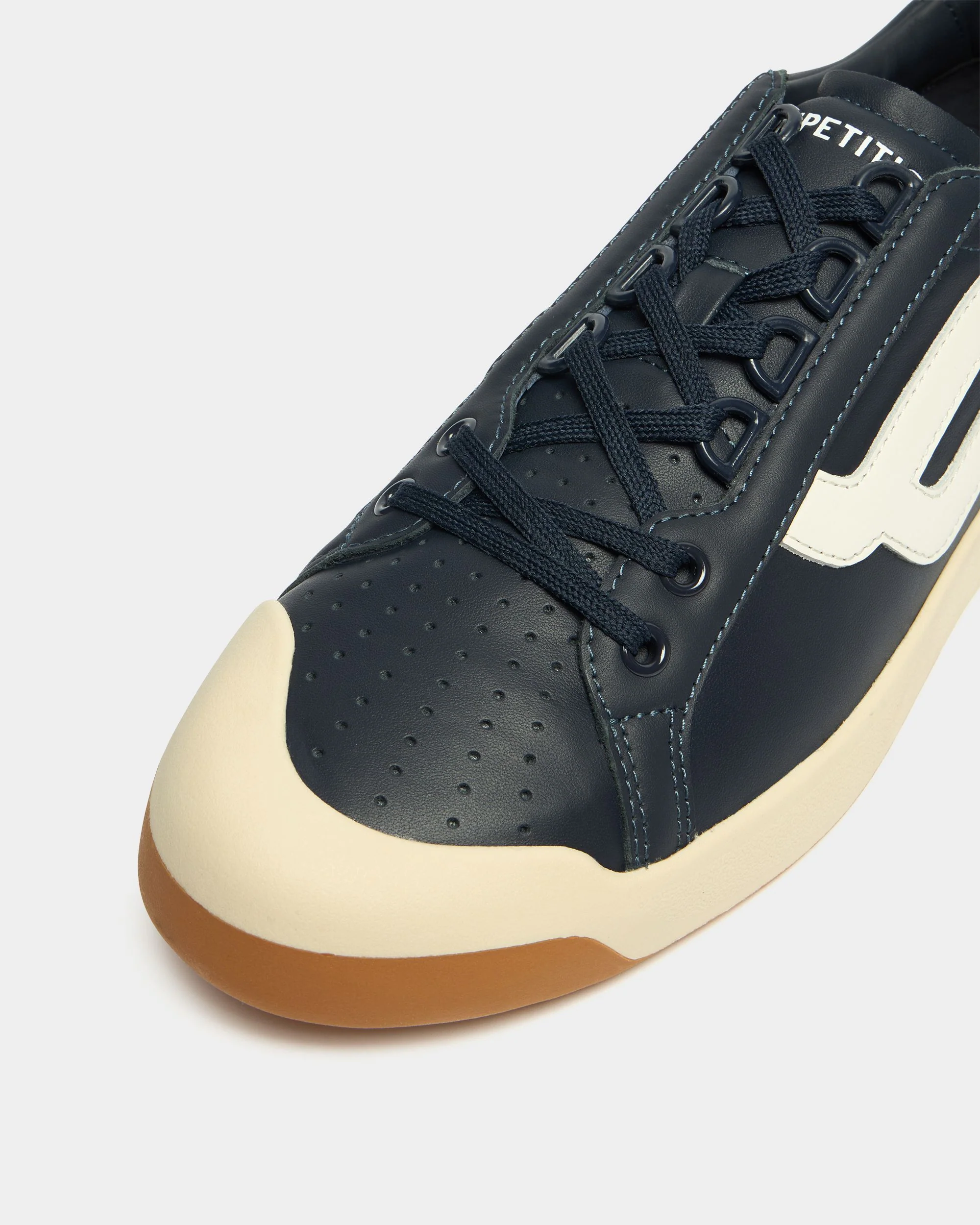 Competition Sneaker in Navy Blue and White Leather - Image 6