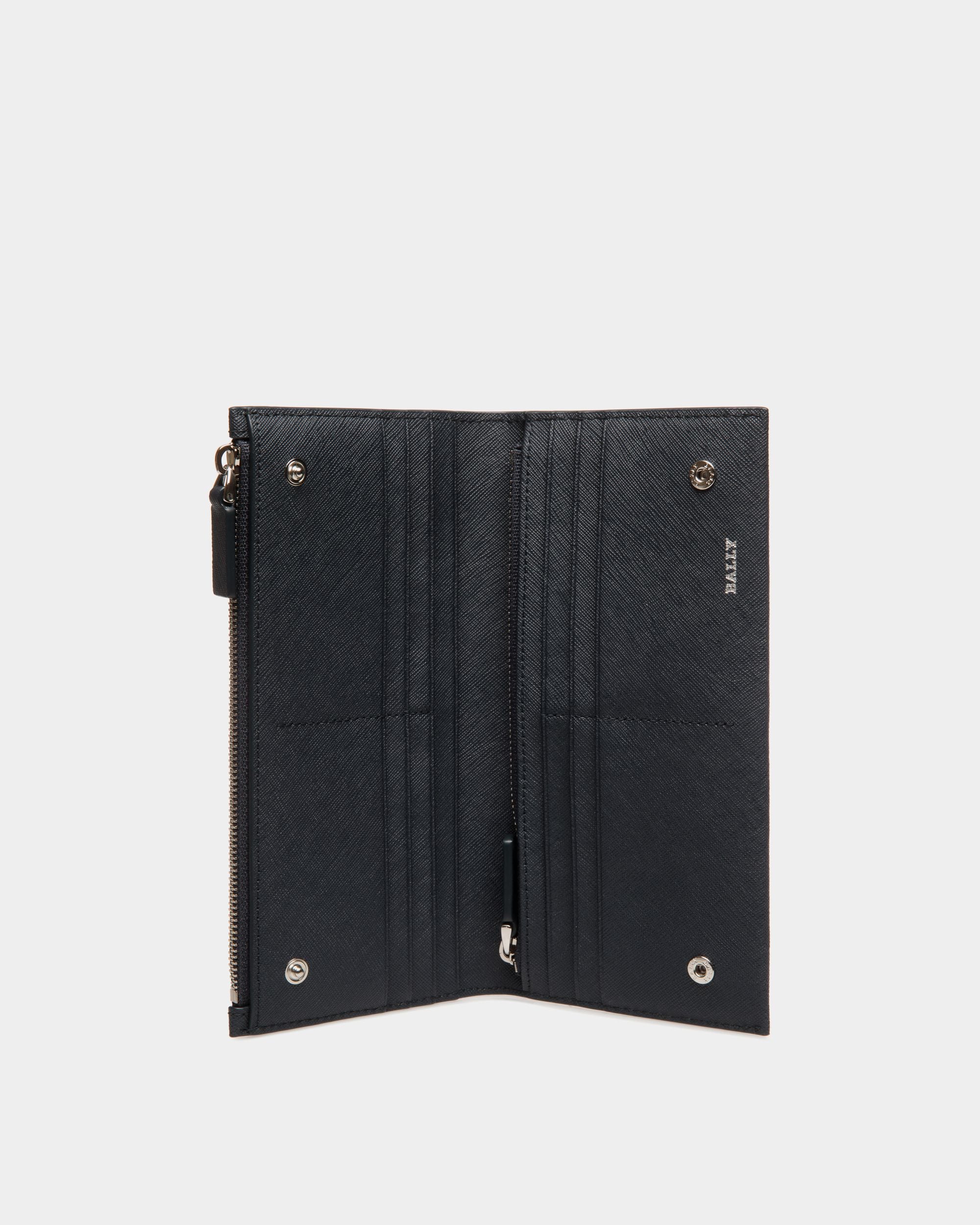 Continental Wallet in Navy Blue Embossed Leather - Image 3