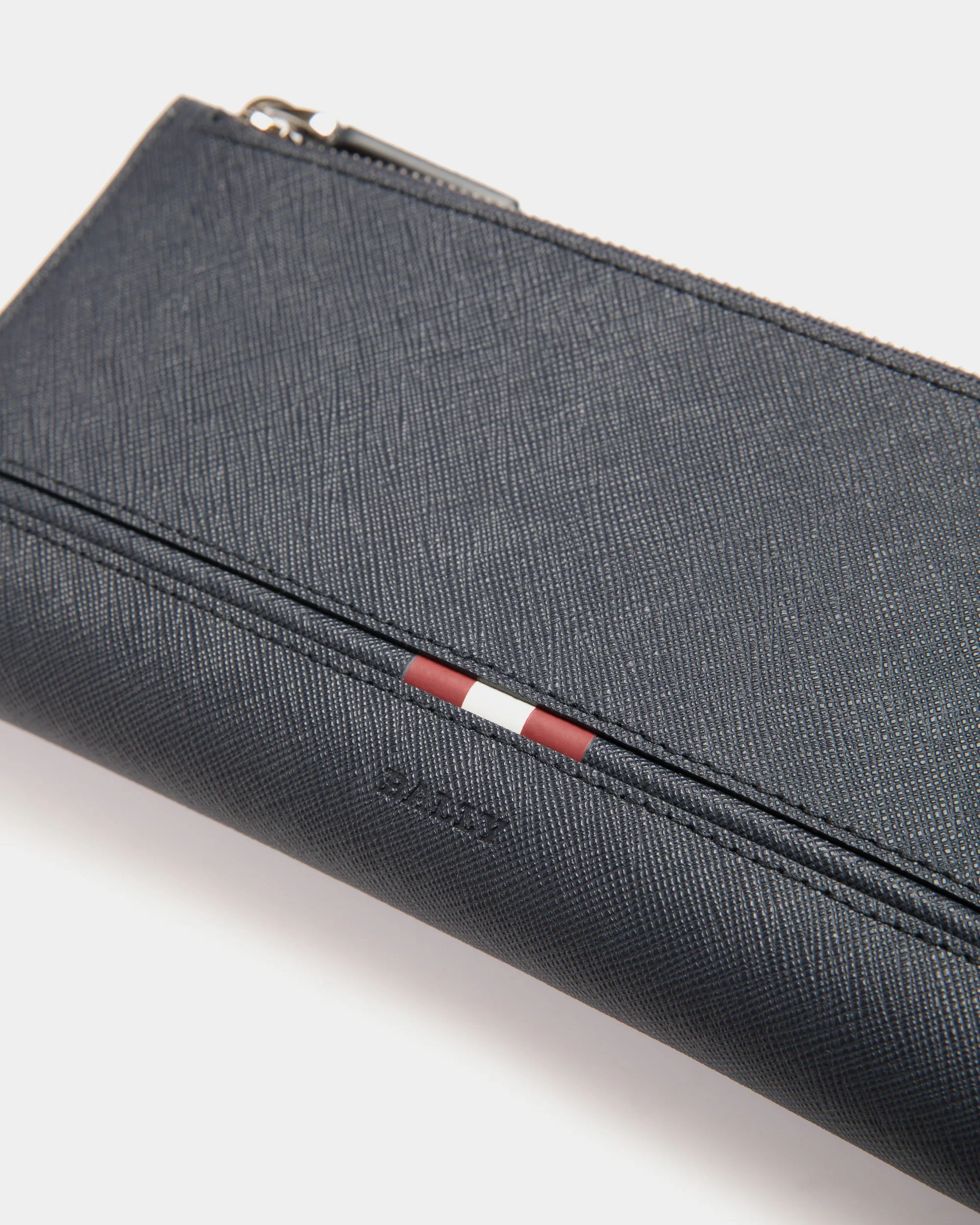 Continental Wallet in Navy Blue Embossed Leather - Image 4