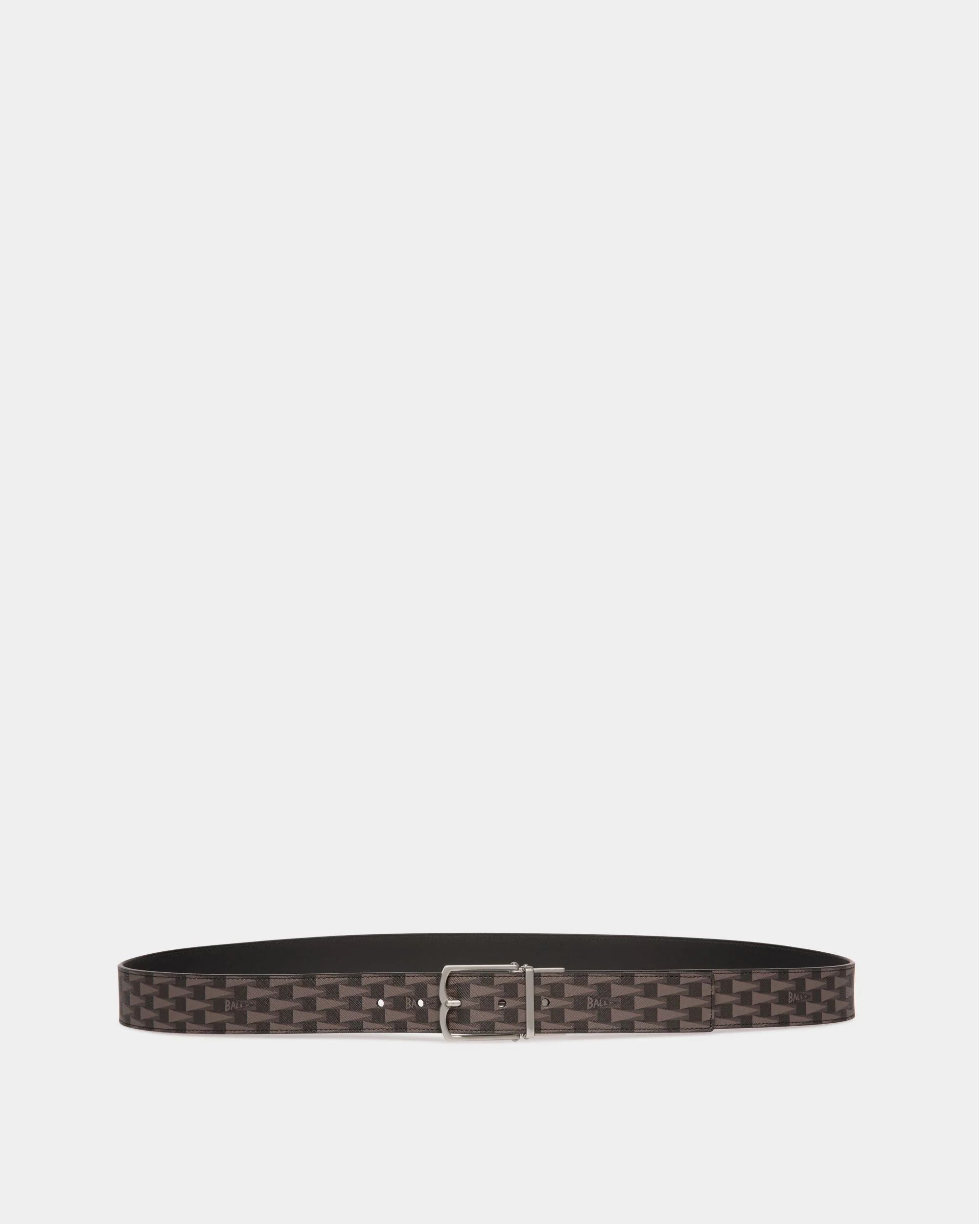 Country 35mm Reversible And Adjustable Belt In Black Pennant Motif And Leather