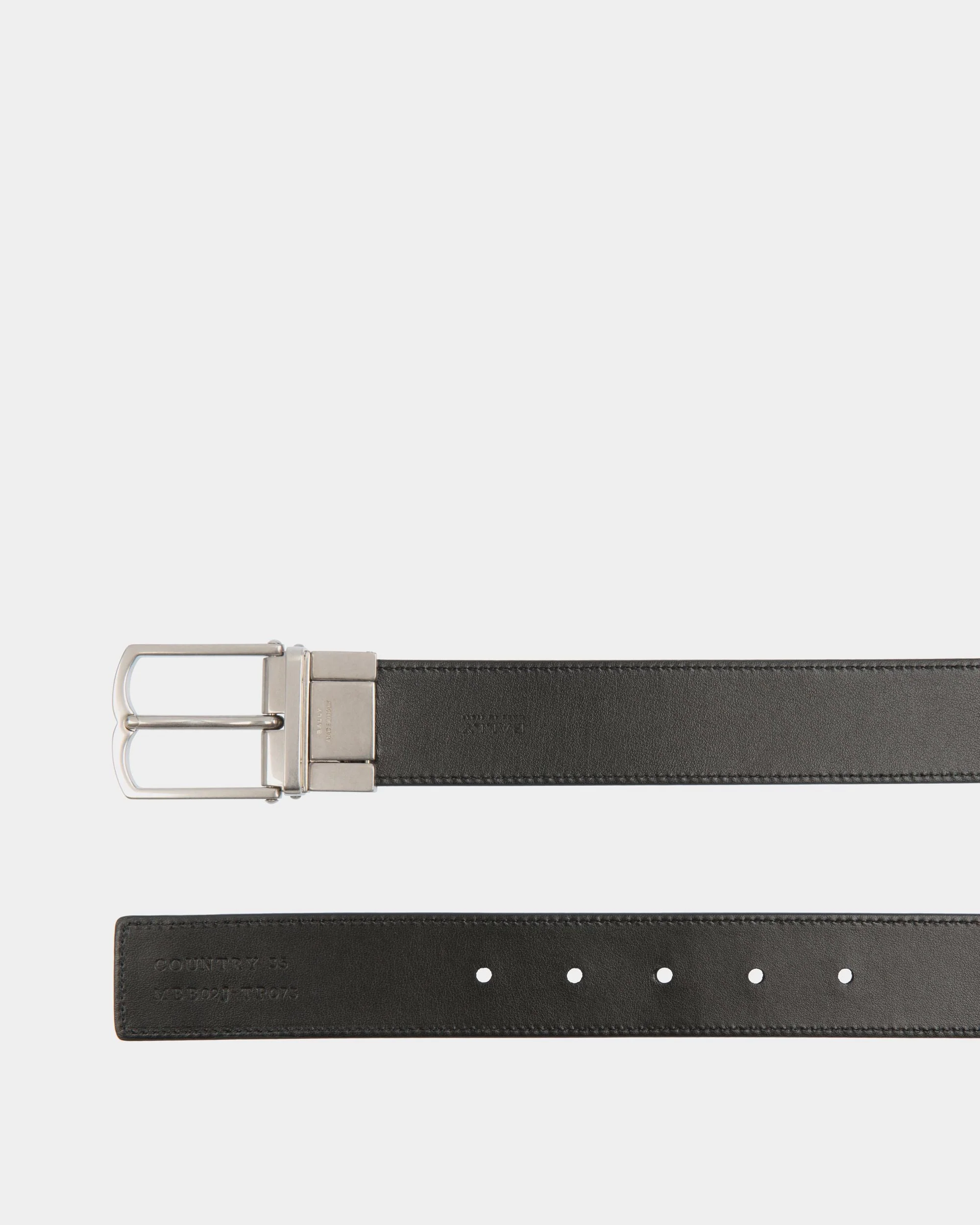 Country 35mm Reversible And Adjustable Belt In Black Pennant Motif And Leather - Image 3