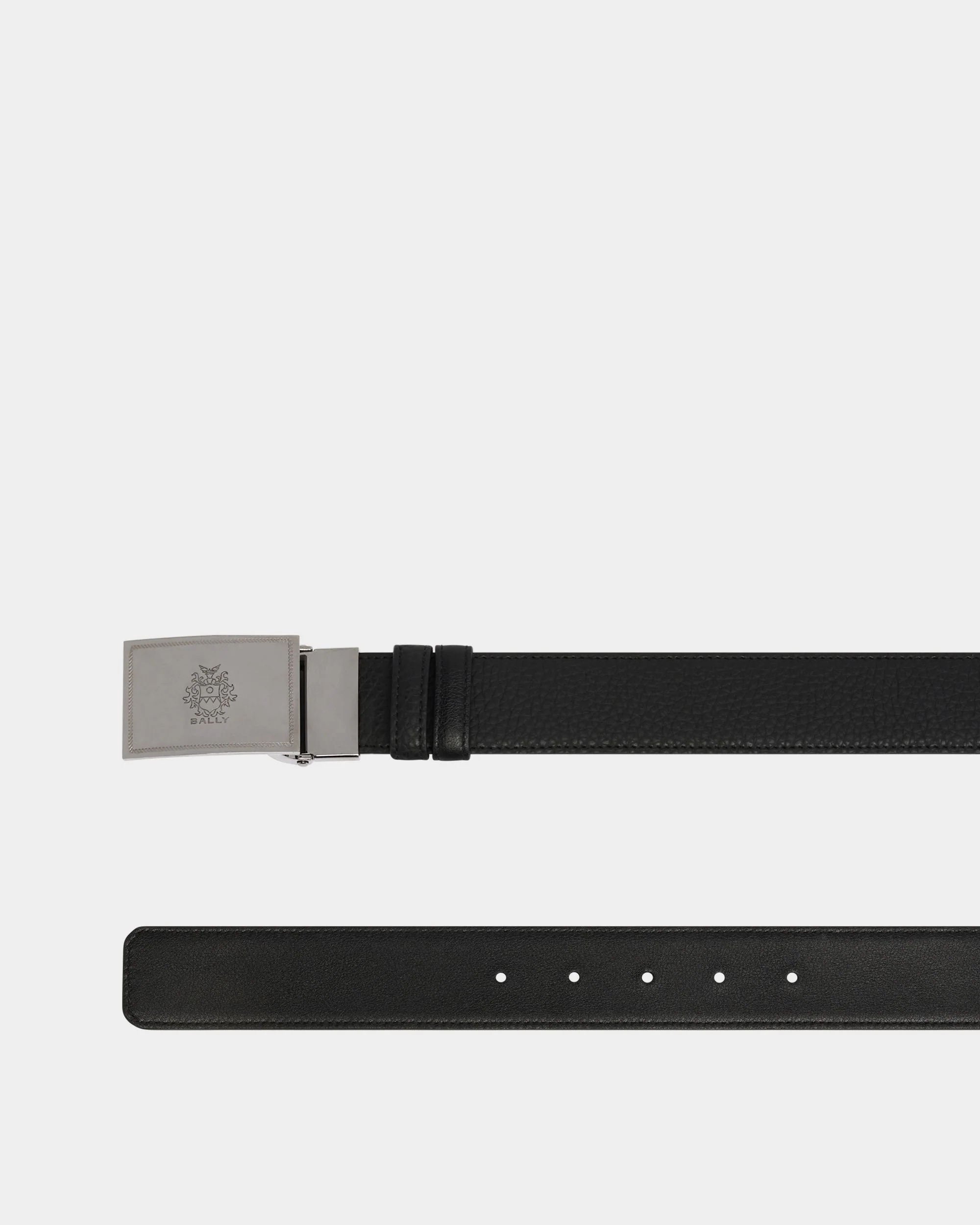 Crest Plaque 35 mm Adjustable And Reversible Belt in Black And Ebano Leather - Image 2