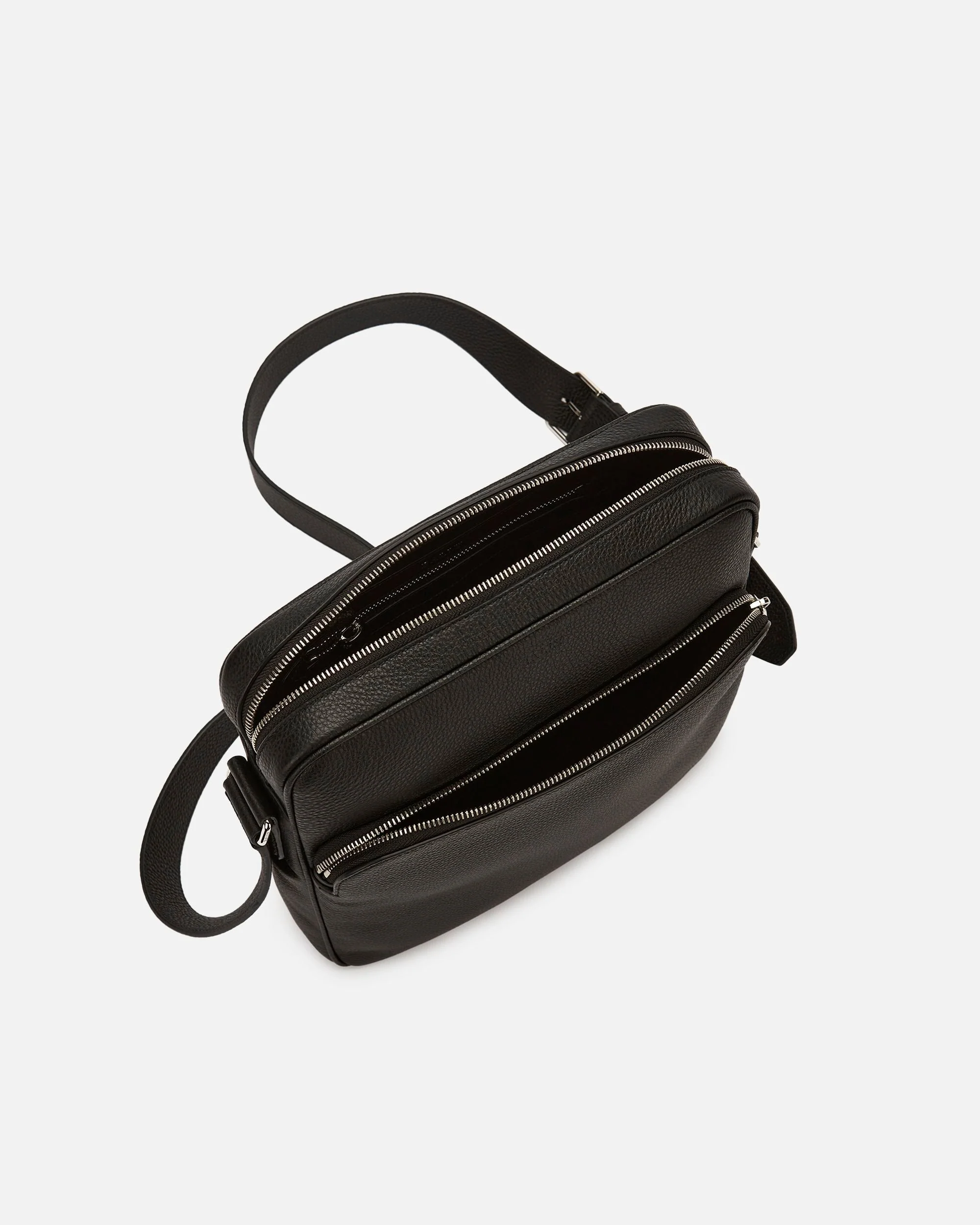 Crossbody Bag in Black Grained Leather - Image 4