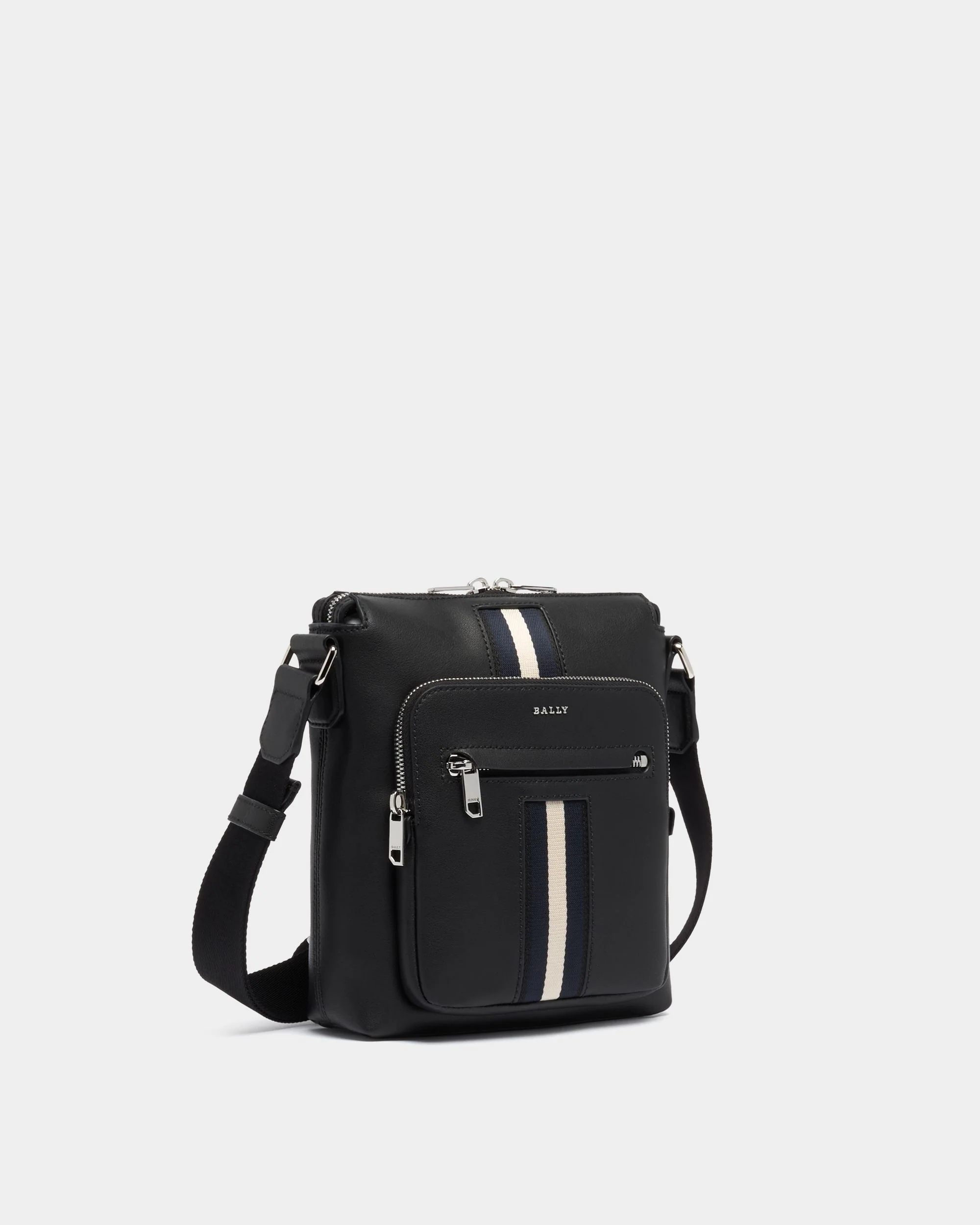 Crossbody Bag in Black Leather With a Bally Ribbon - Image 4