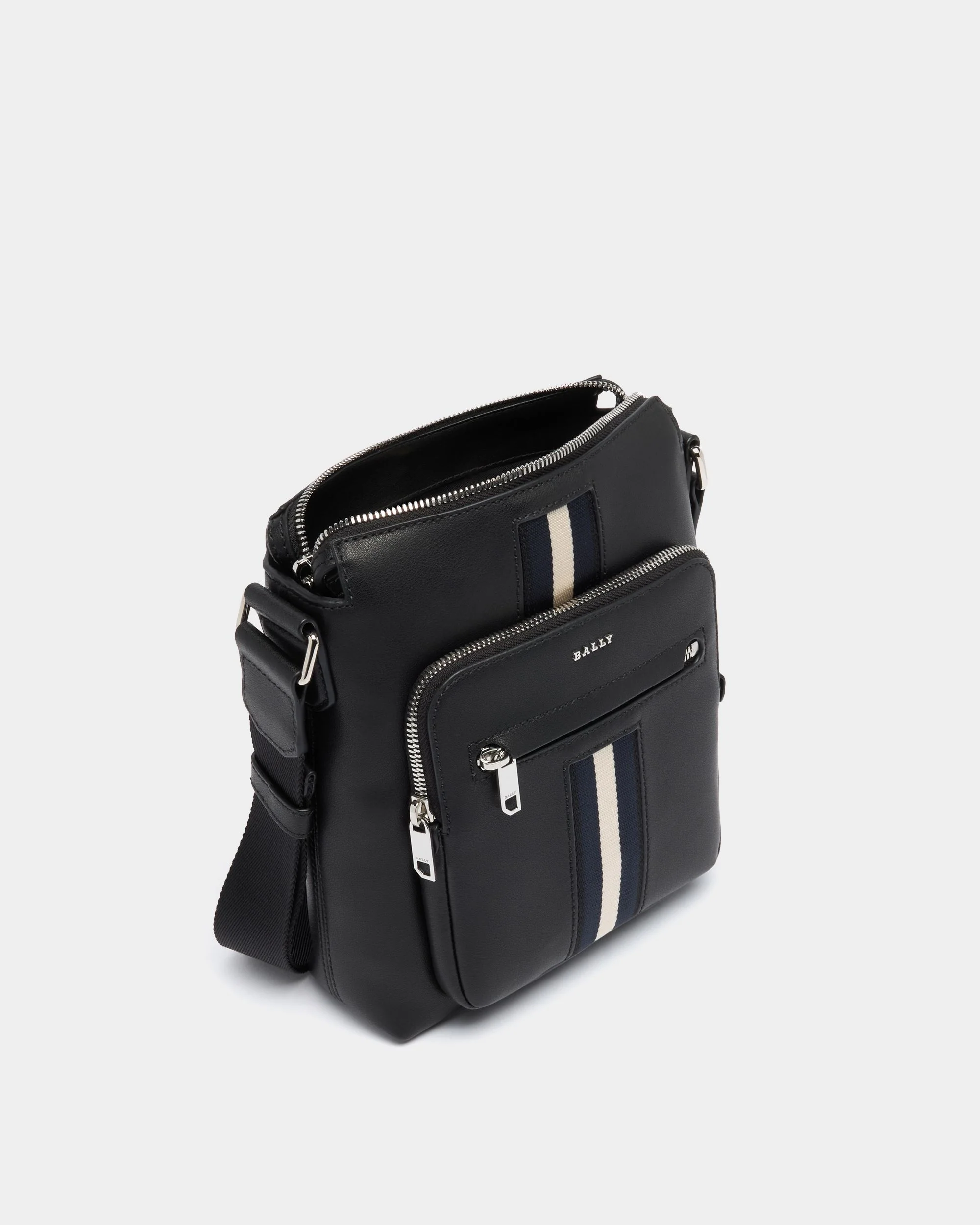 Crossbody Bag in Black Leather With a Bally Ribbon - Image 5