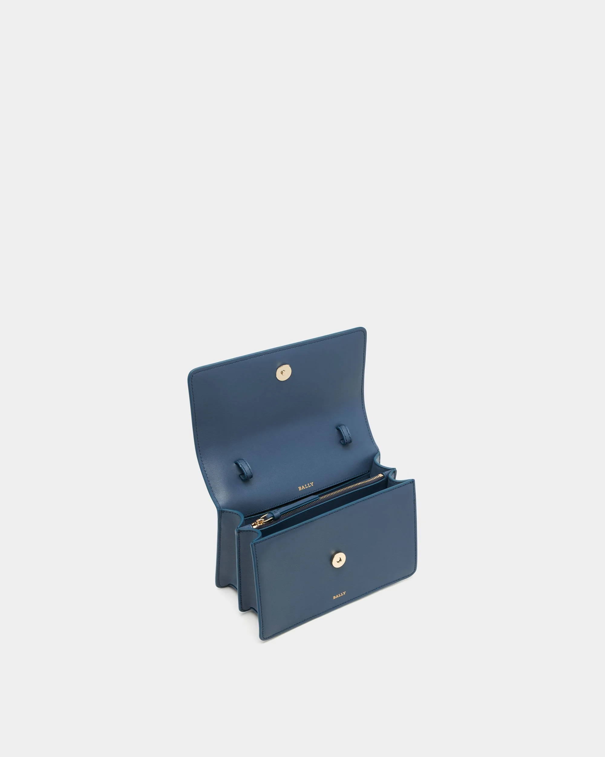 Crossbody Bag In Blue Leather - Image 4