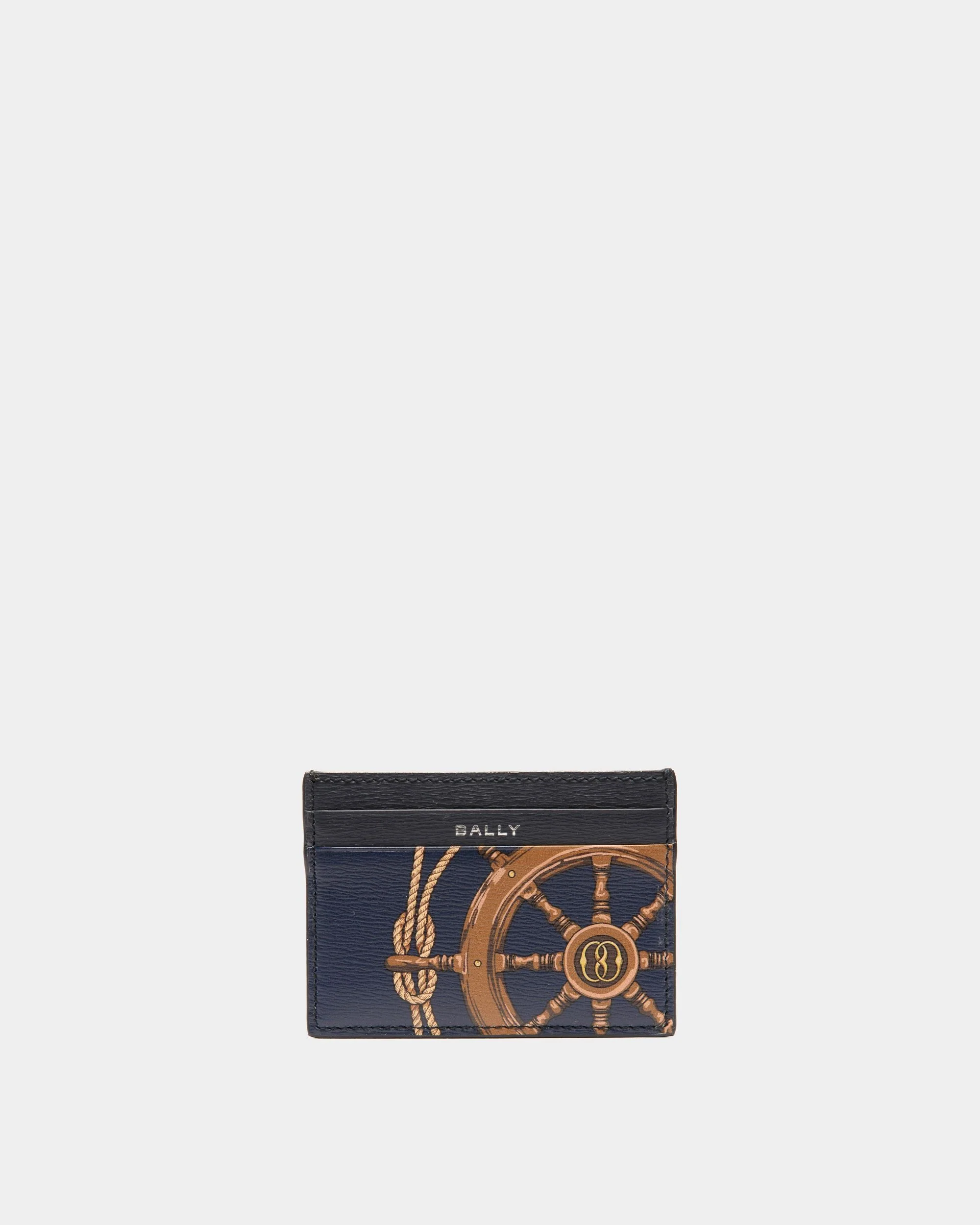 Crossing Card Holder in Blue Leather