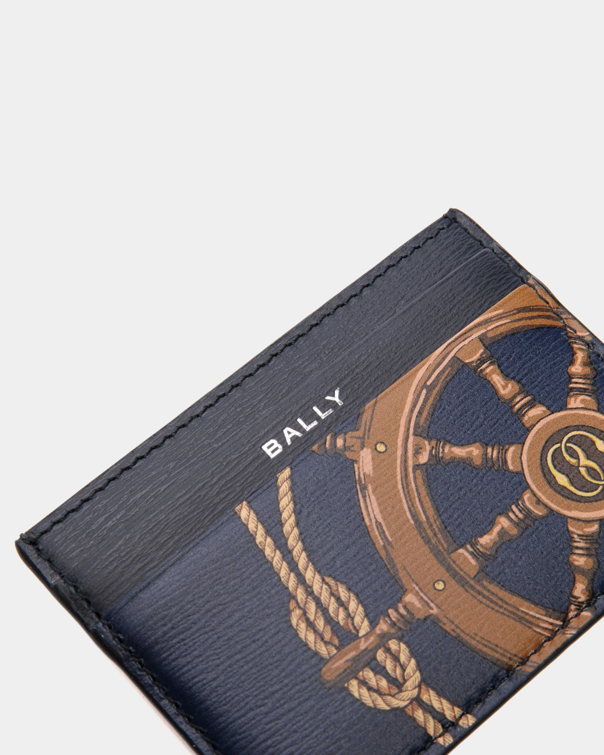 Crossing Card Holder in Blue Leather - Image 4