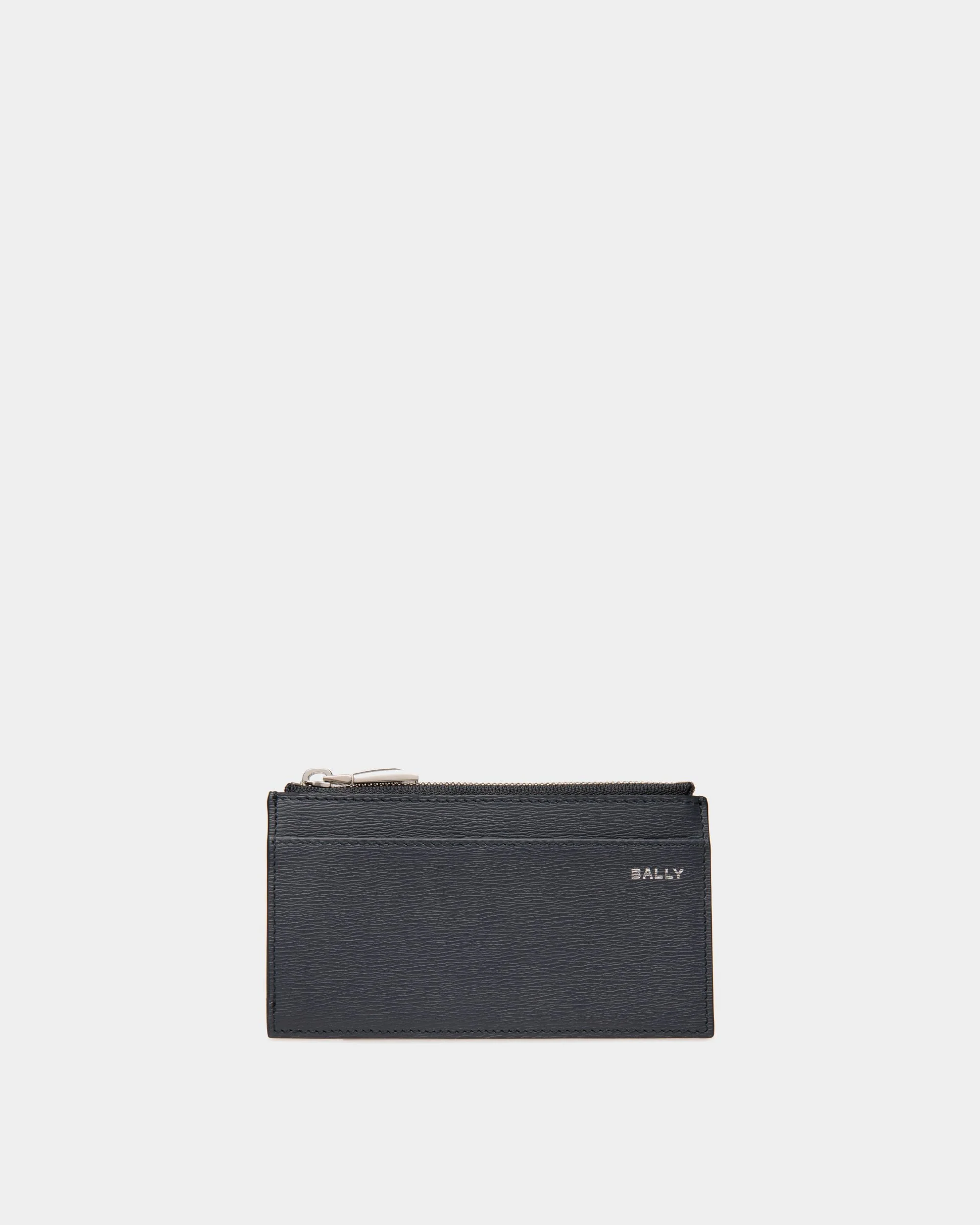 Crossing Coin & Card Holder in Navy Blue Grained Leather