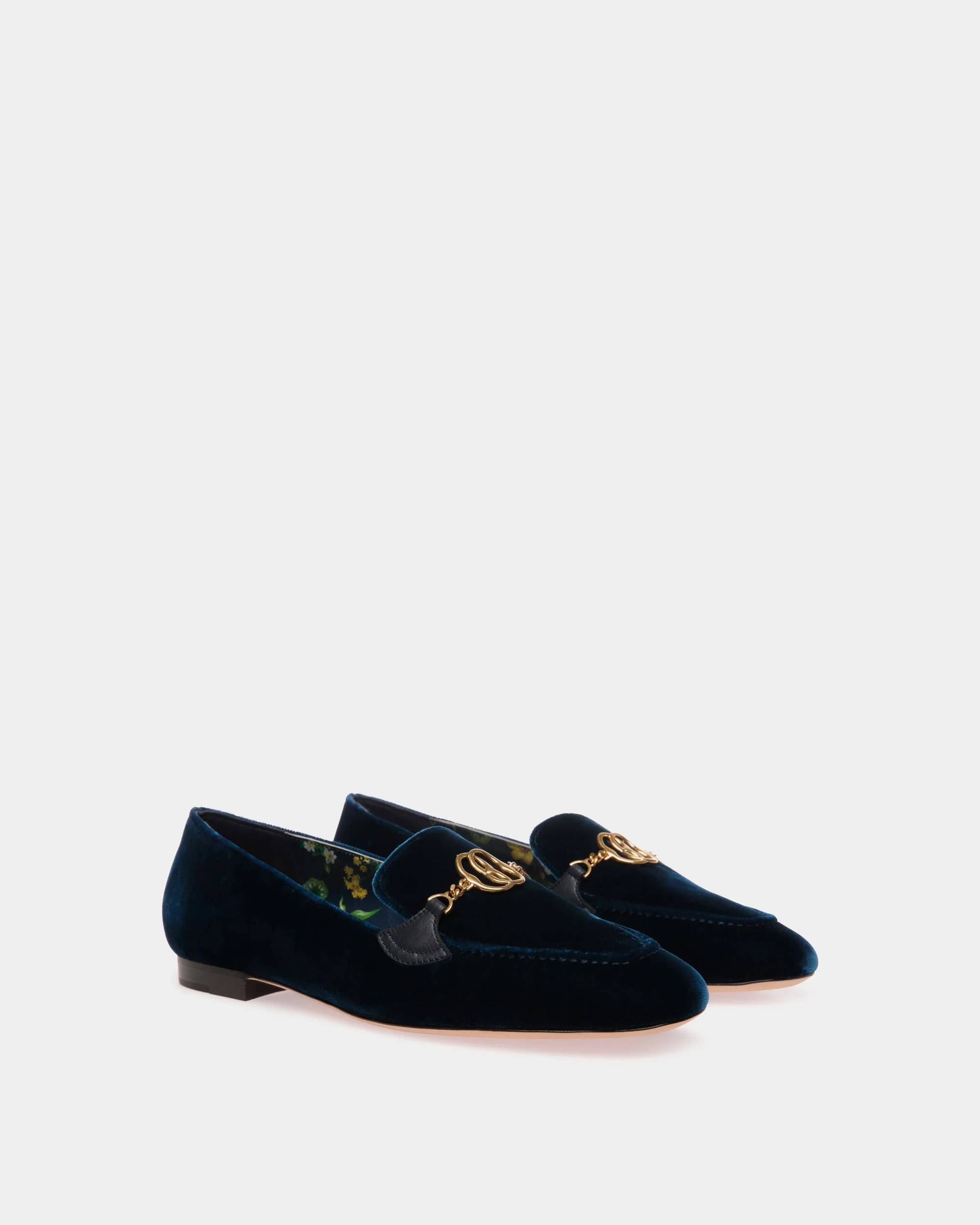 Daily Emblem Loafer in Navy Blue Velvet Fabric - Image 3