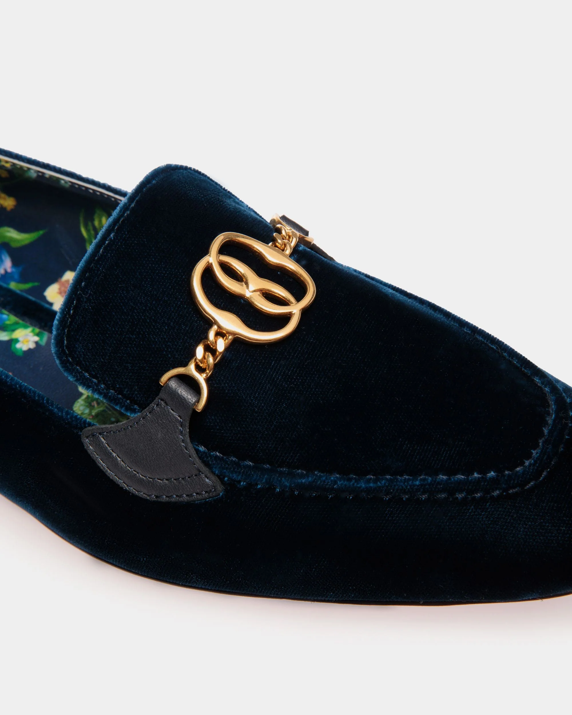 Daily Emblem Loafer in Navy Blue Velvet Fabric - Image 5