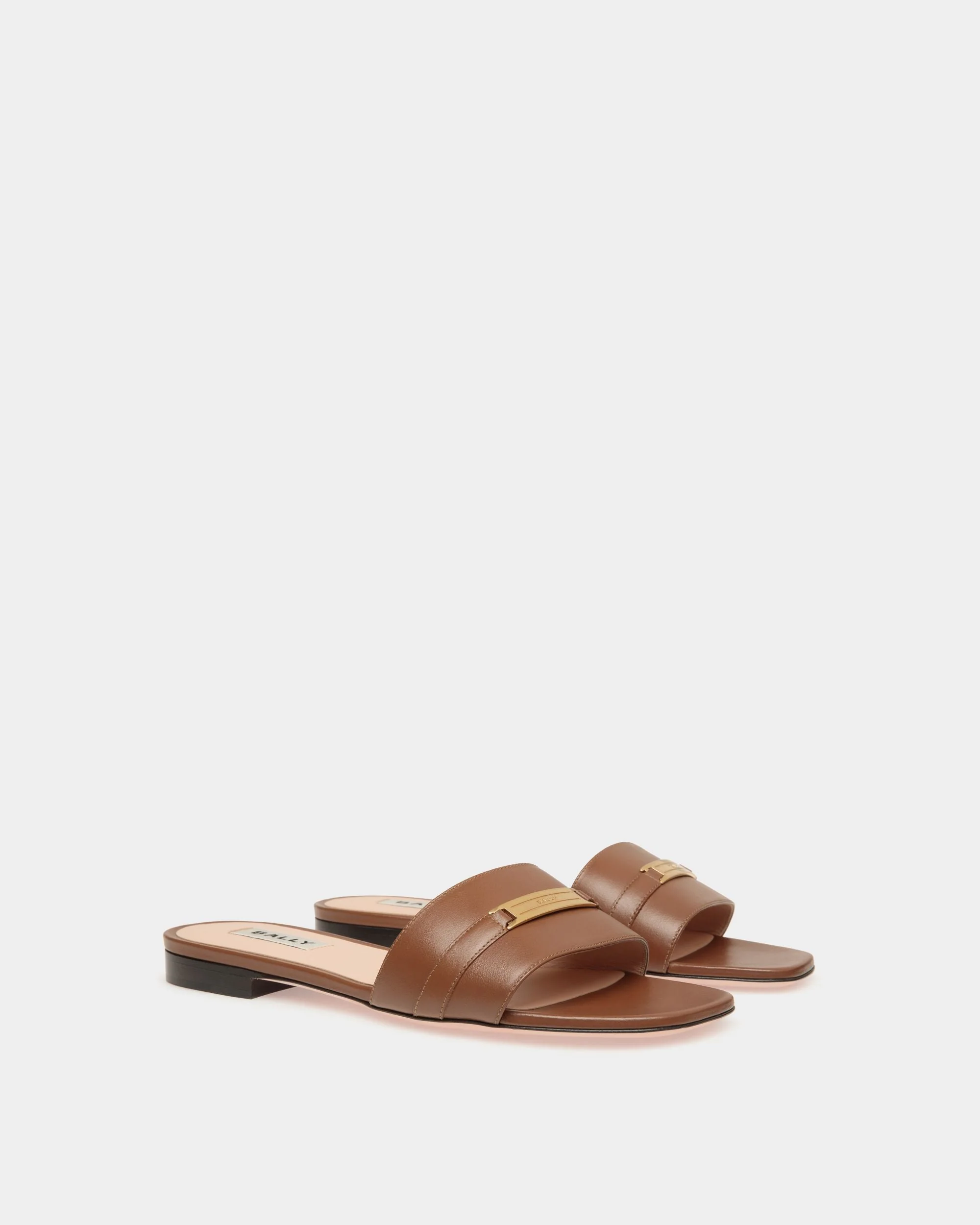 Deco Flat Sandal in Brown Leather - Image 3