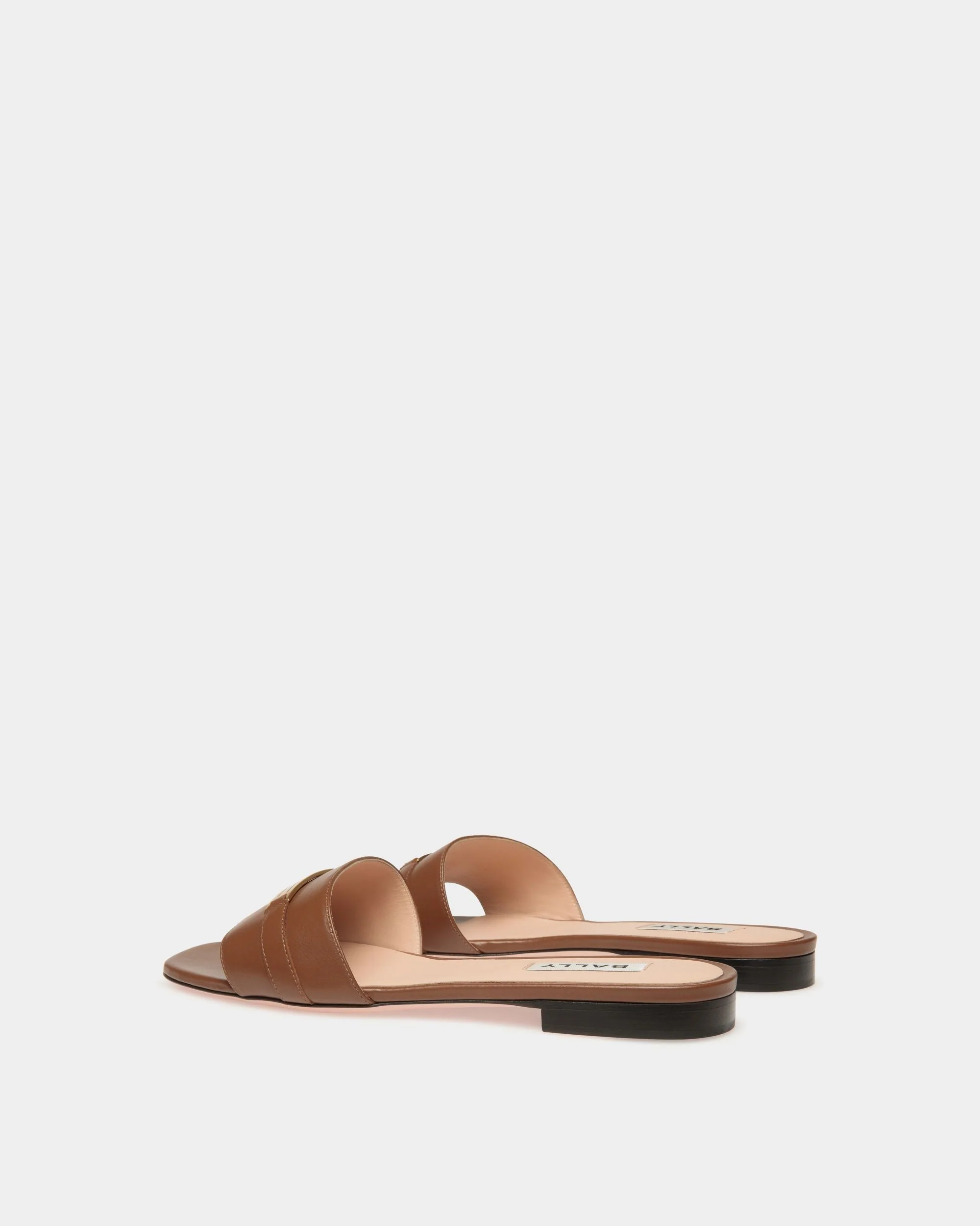 Deco Flat Sandal in Brown Leather - Image 4