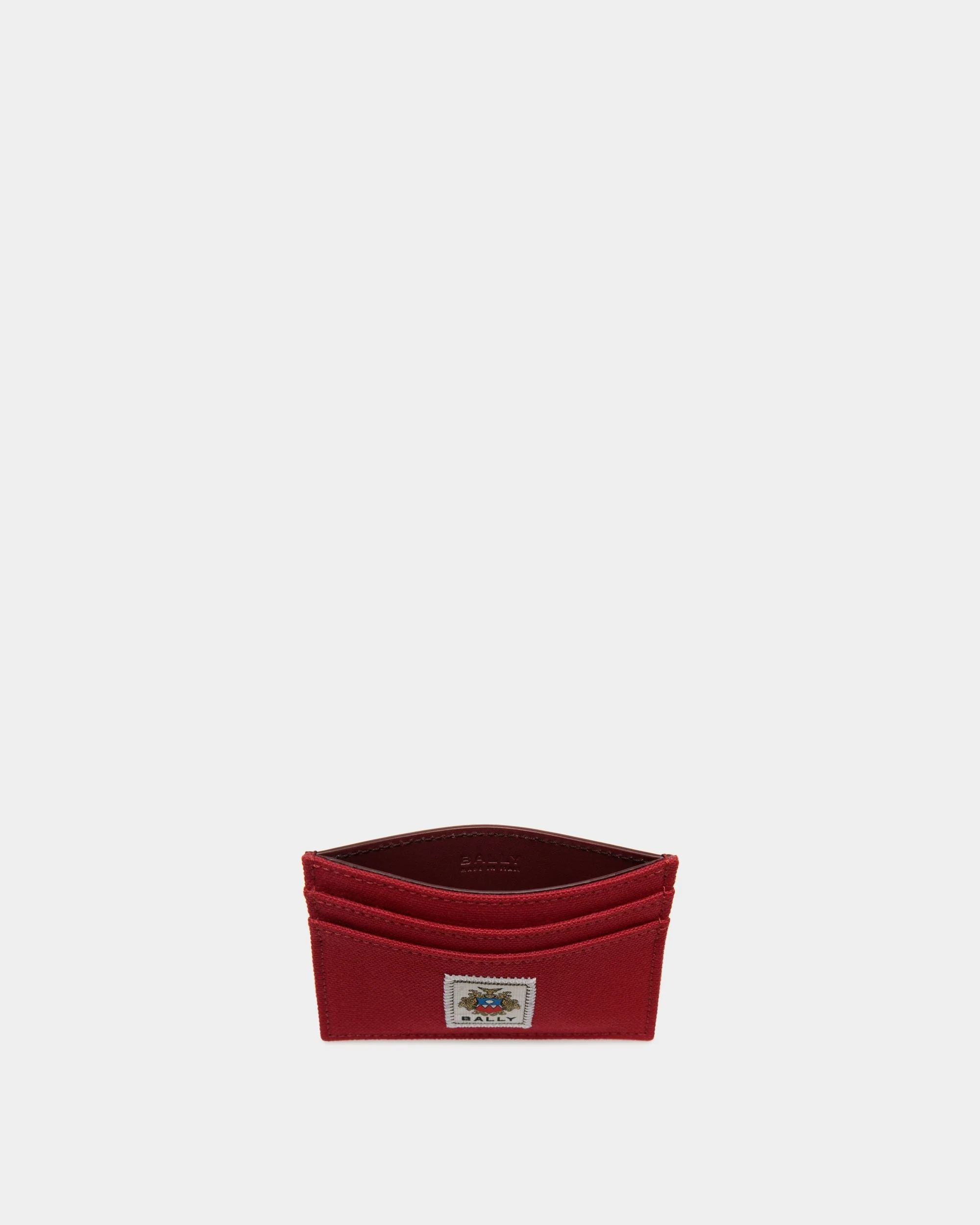 Easy Bally Card Holder In Candy Red Cotton Canvas - Image 3