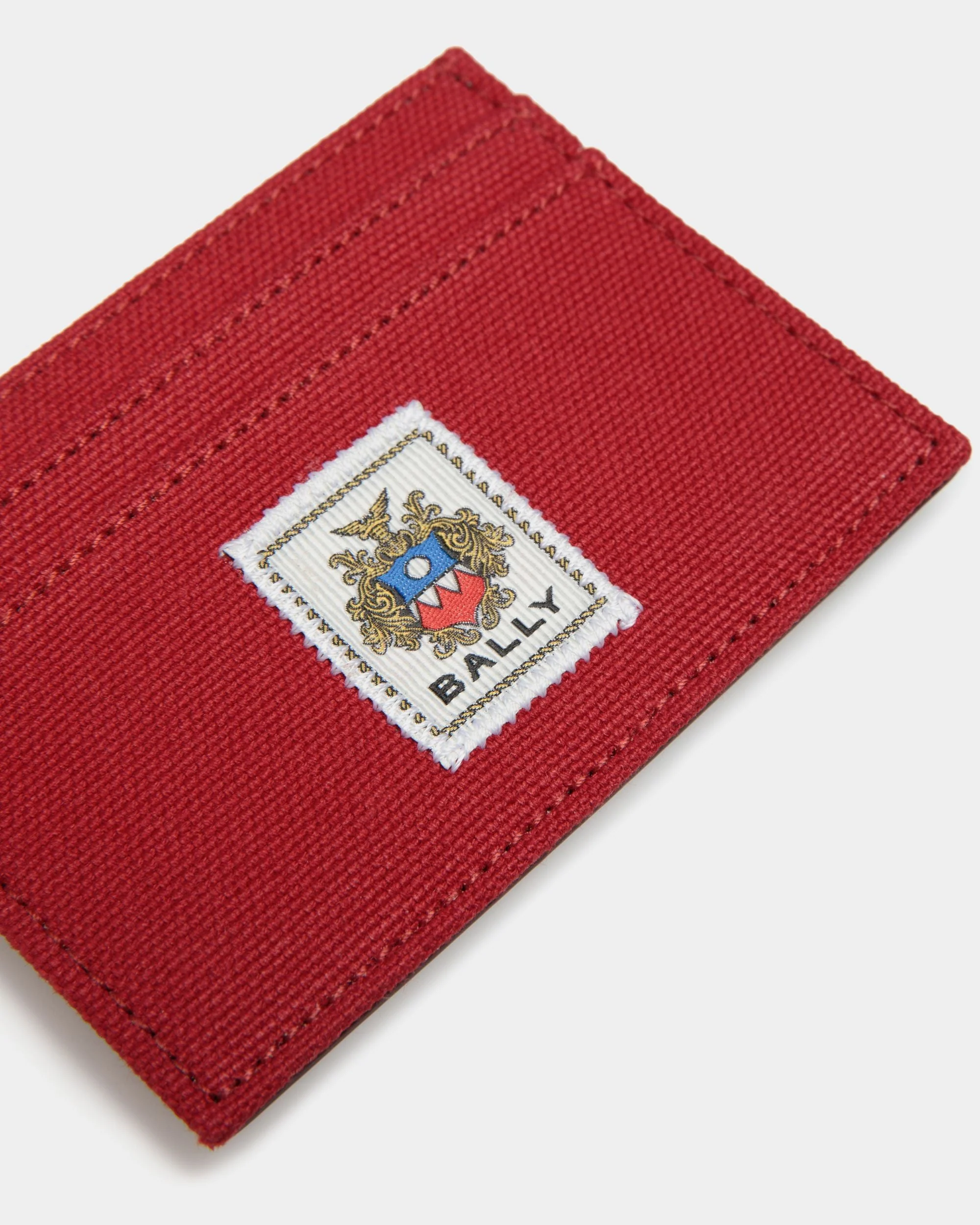 Easy Bally Card Holder In Candy Red Cotton Canvas - Image 4