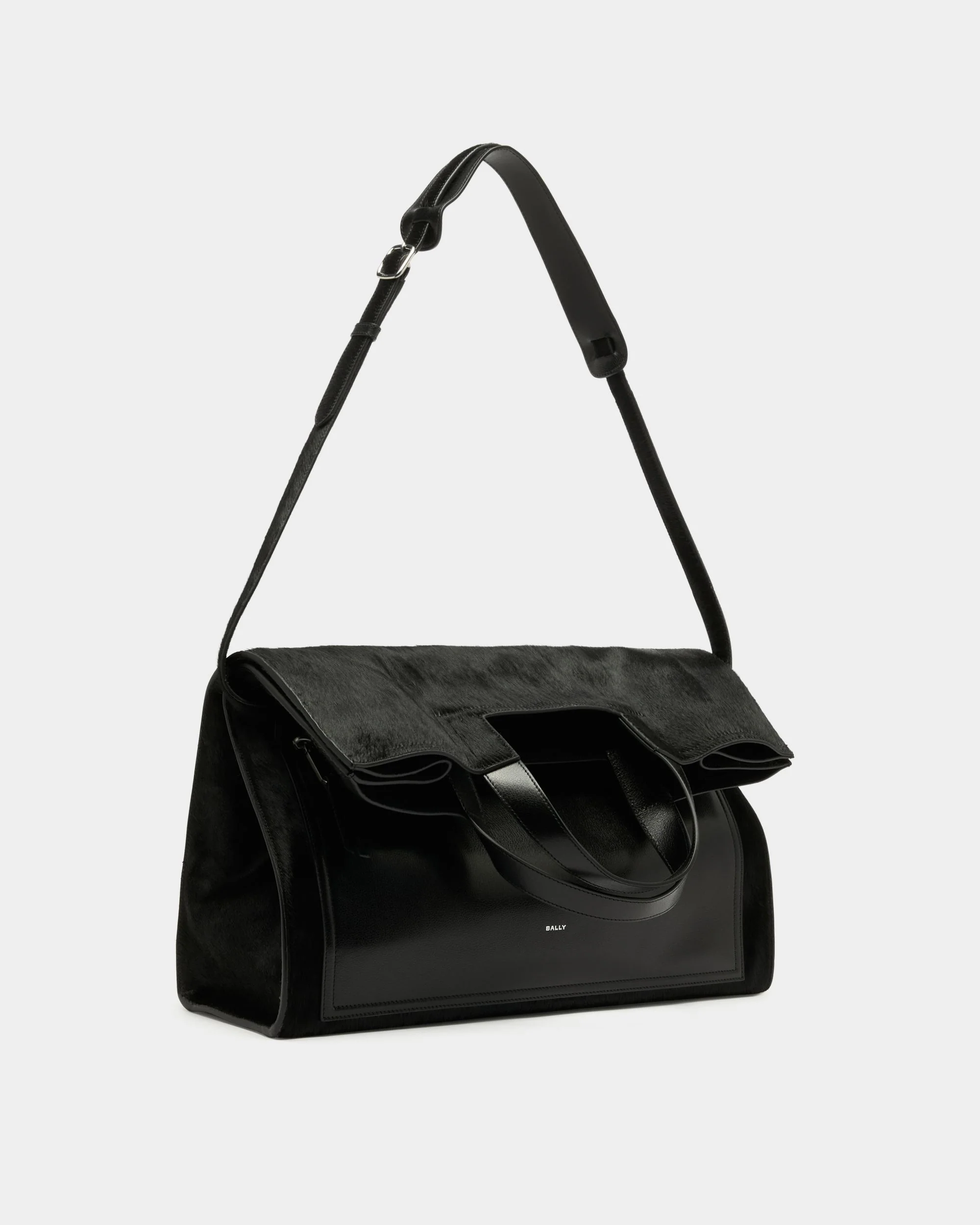 Easy Bally Foldable Tote in Black Pony Hair - Image 4