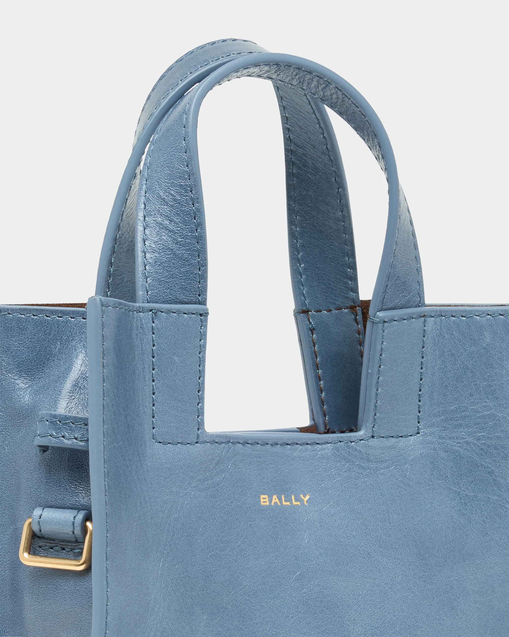 Easy Bally Small Tote Bag in Light Blue Leather - Image 5