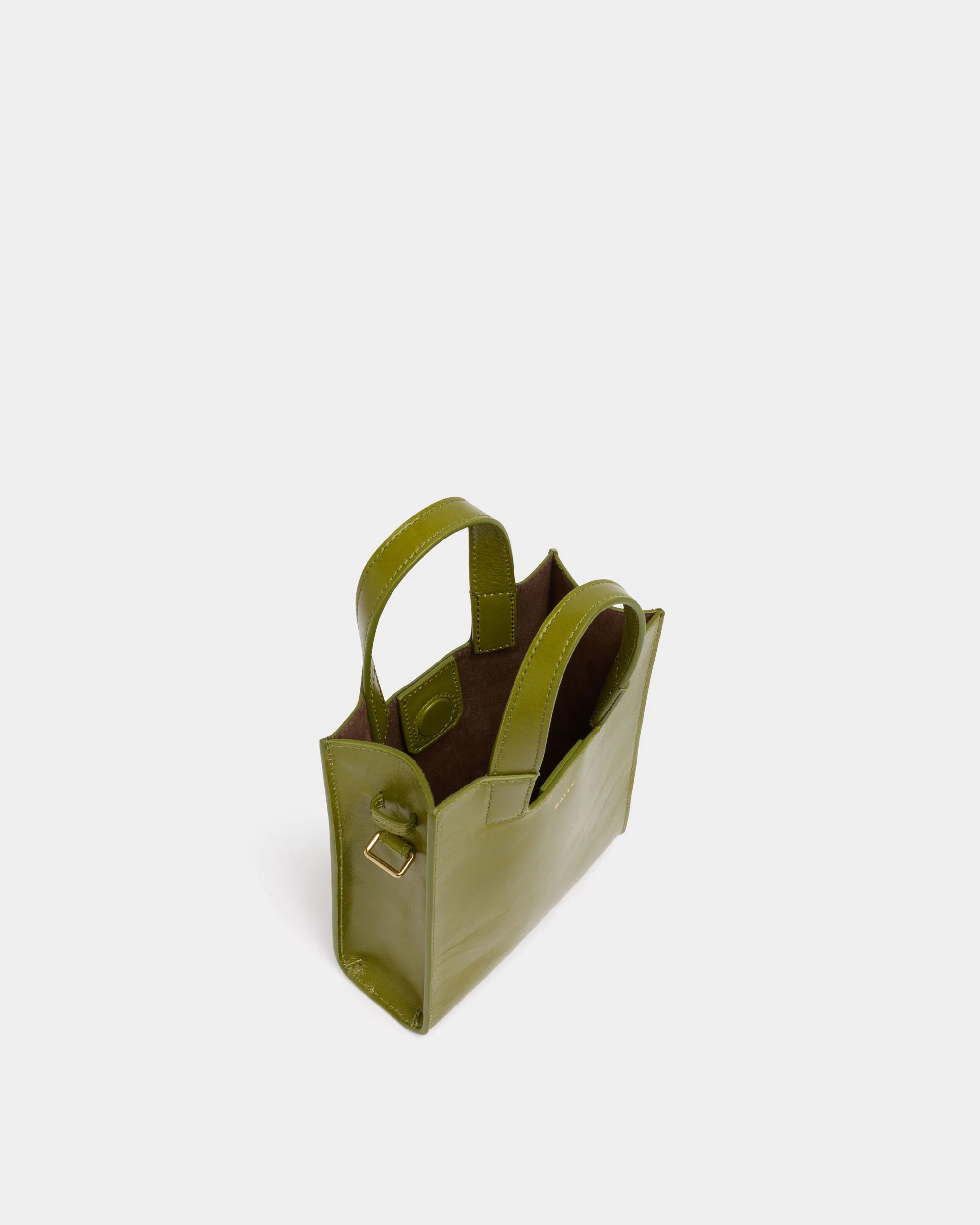 Easy Bally Small Tote Bag in Matcha Green Leather - Image 5