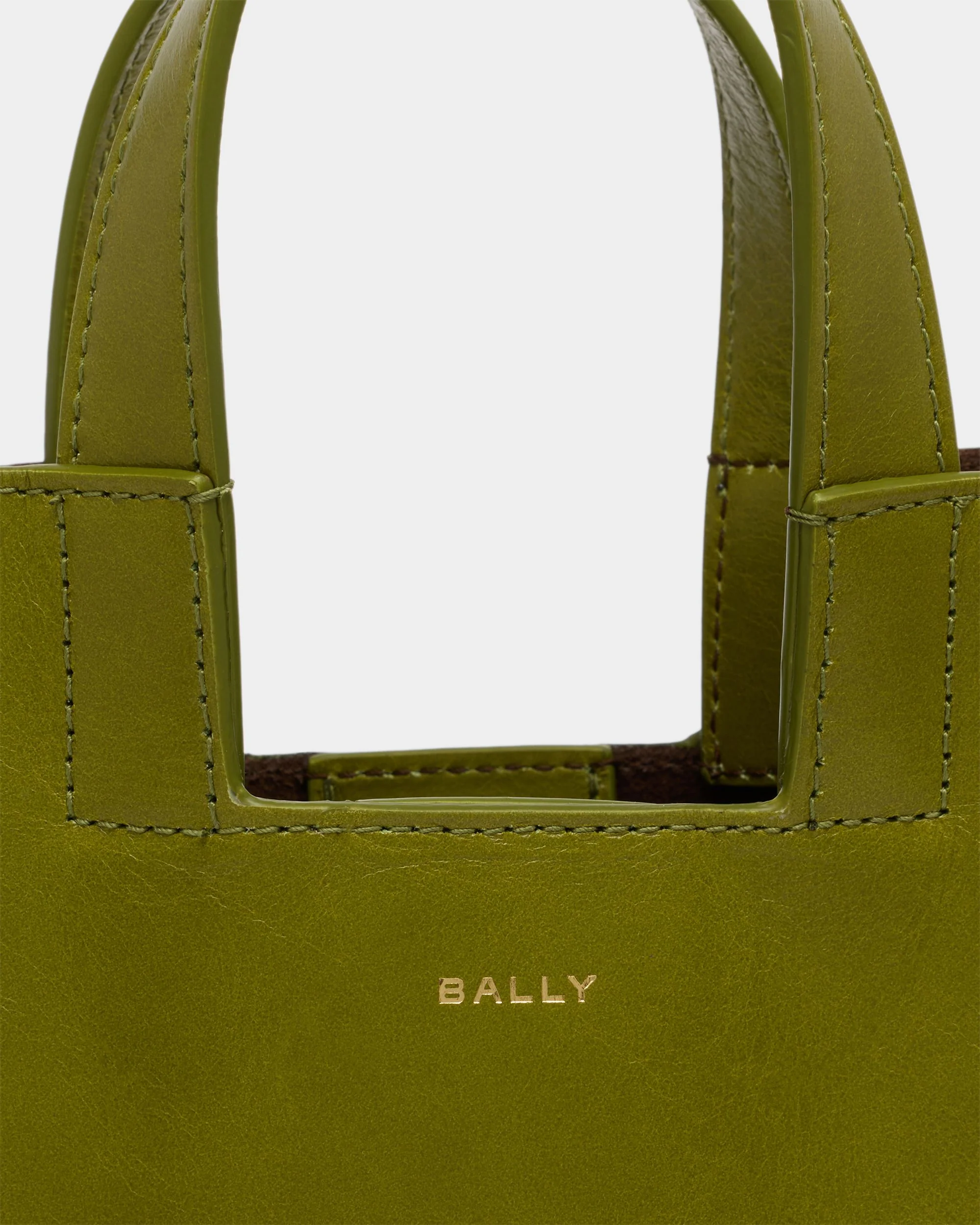 Easy Bally Small Tote Bag in Matcha Green Leather - Image 6