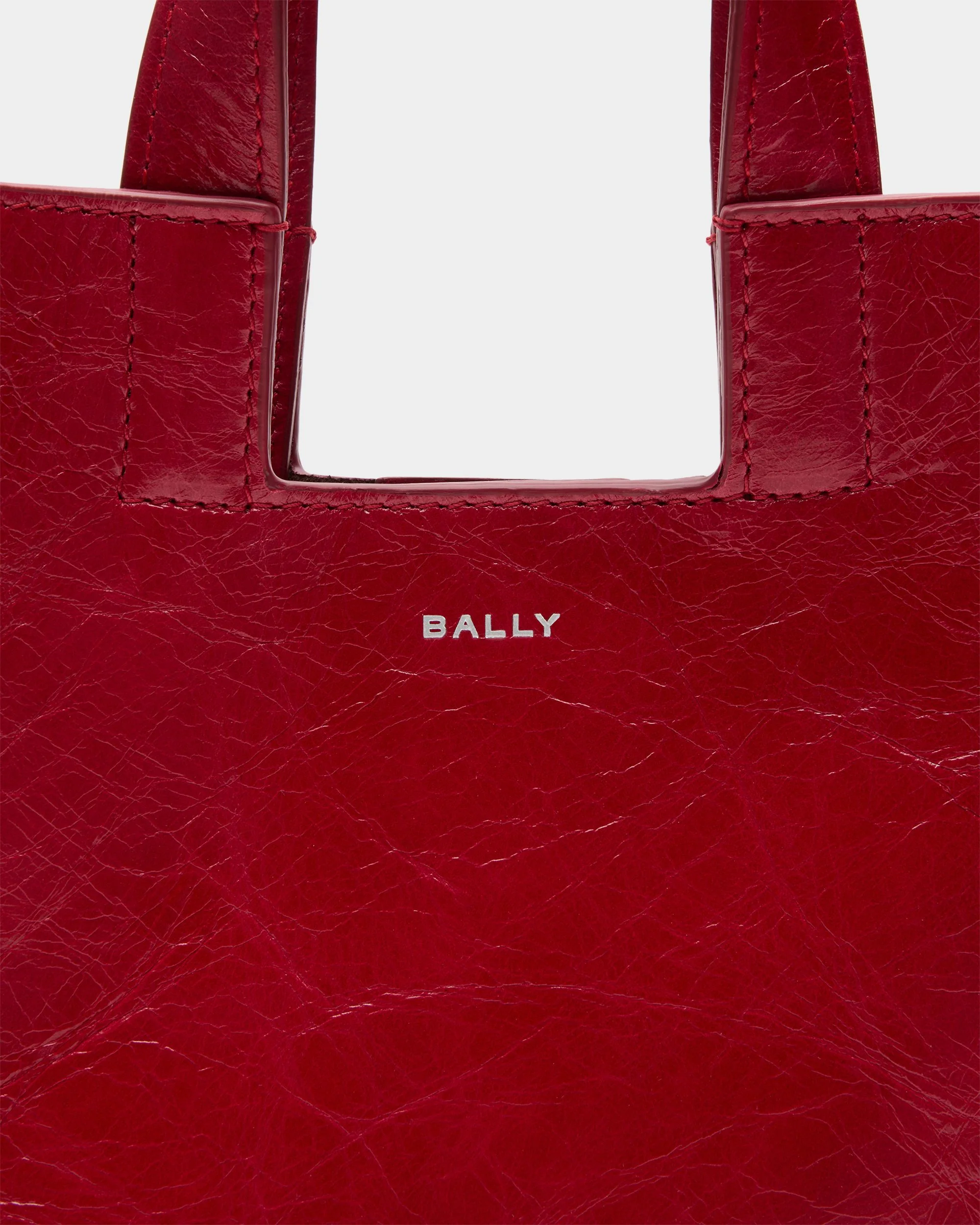 Easy Bally Small Tote Bag in Red Leather - Image 6