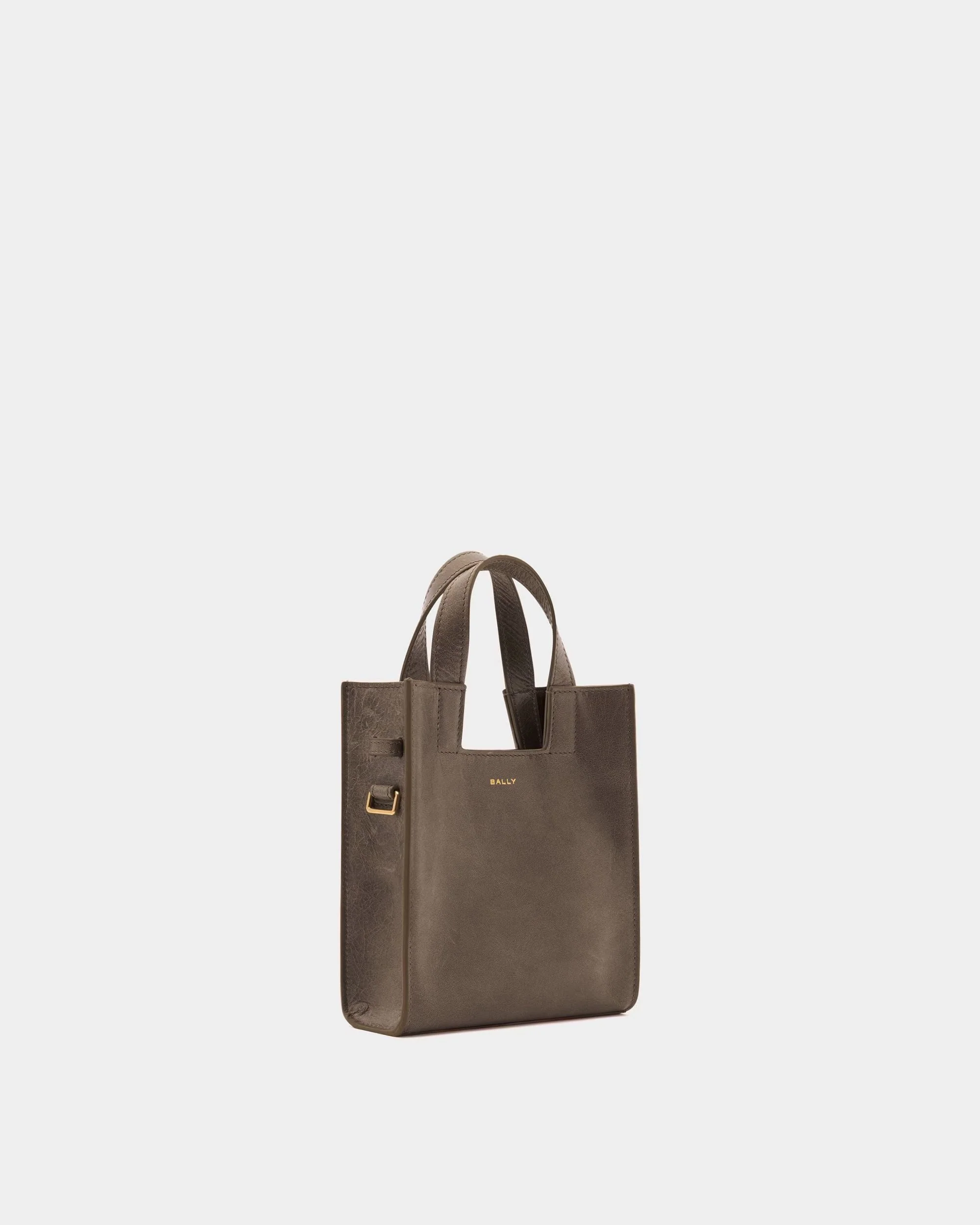 Easy Bally Small Tote Bag in Taupe Leather - Image 4