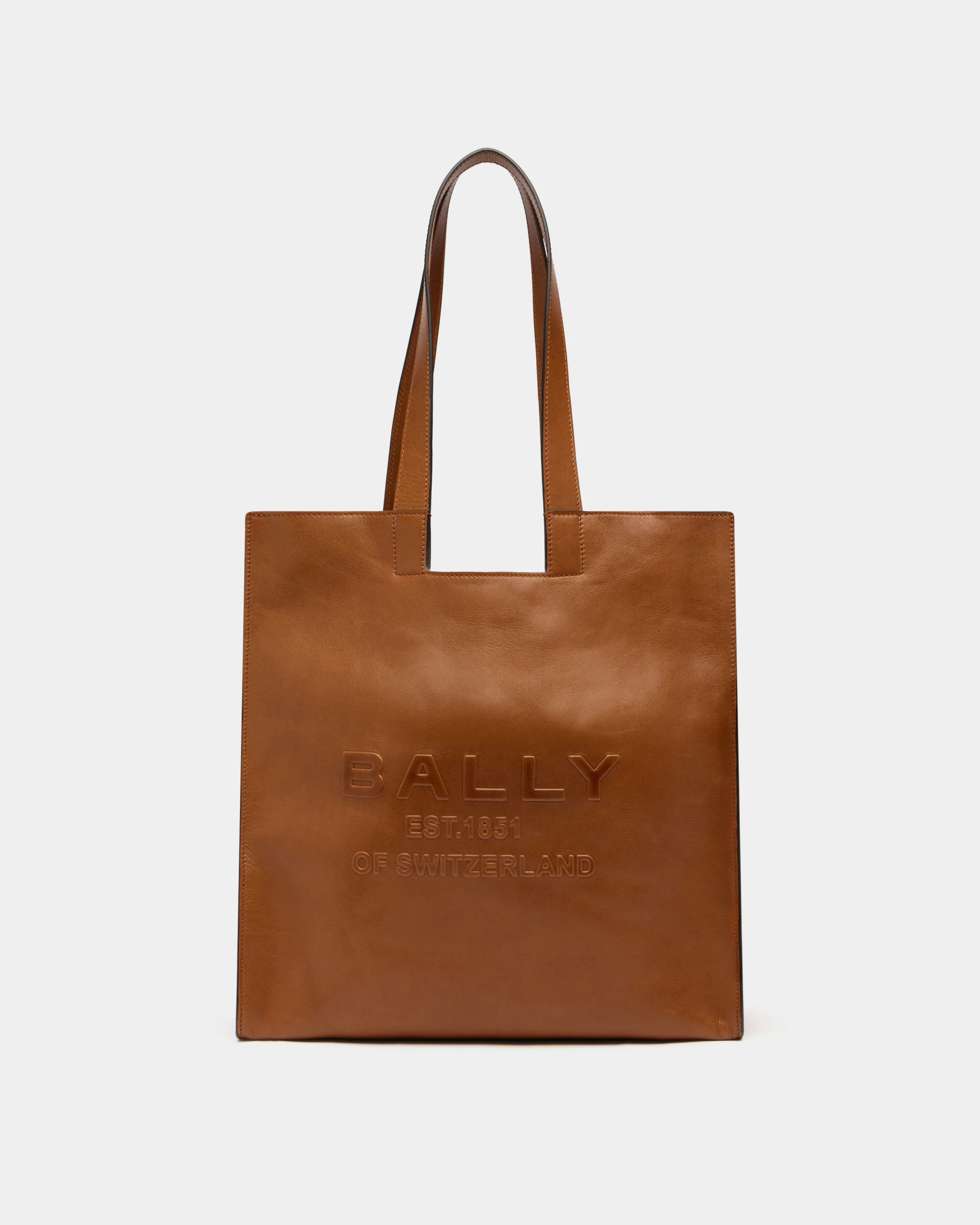Easy Bally Tote Bag in Amber Brown Leather