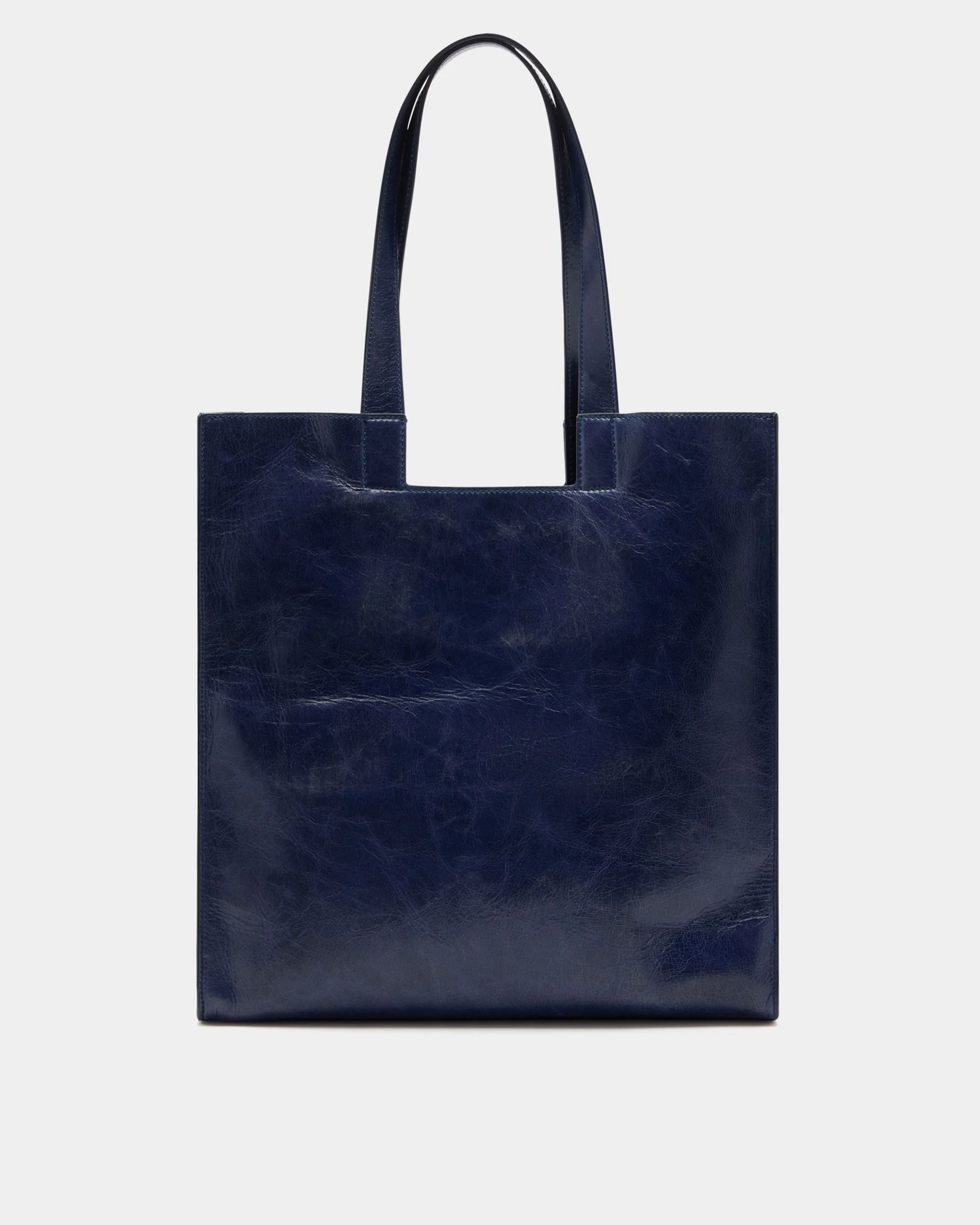 Easy Bally Tote Bag in Navy Blue Leather - Image 3