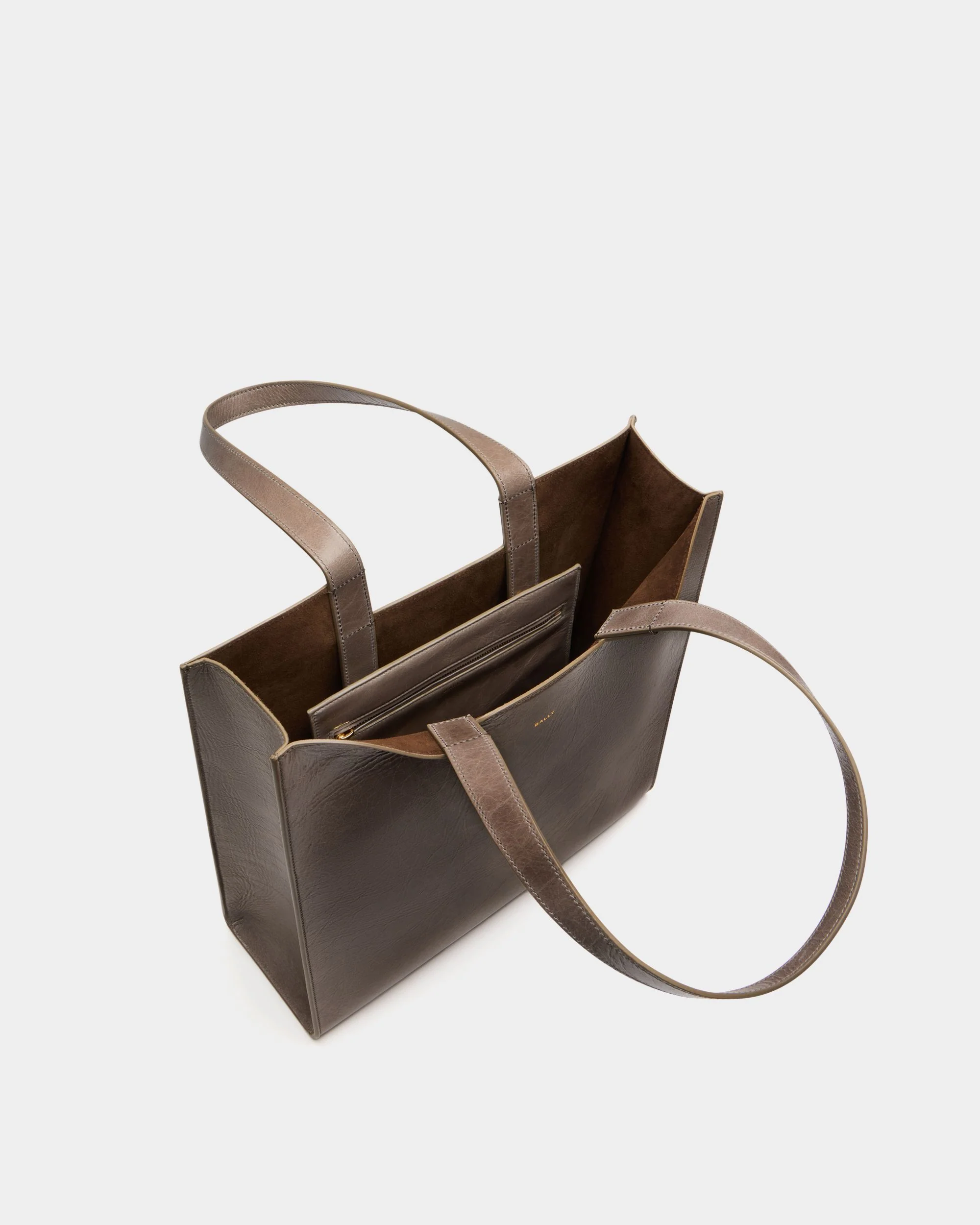 Easy Bally Tote Bag in Taupe Leather - Image 5