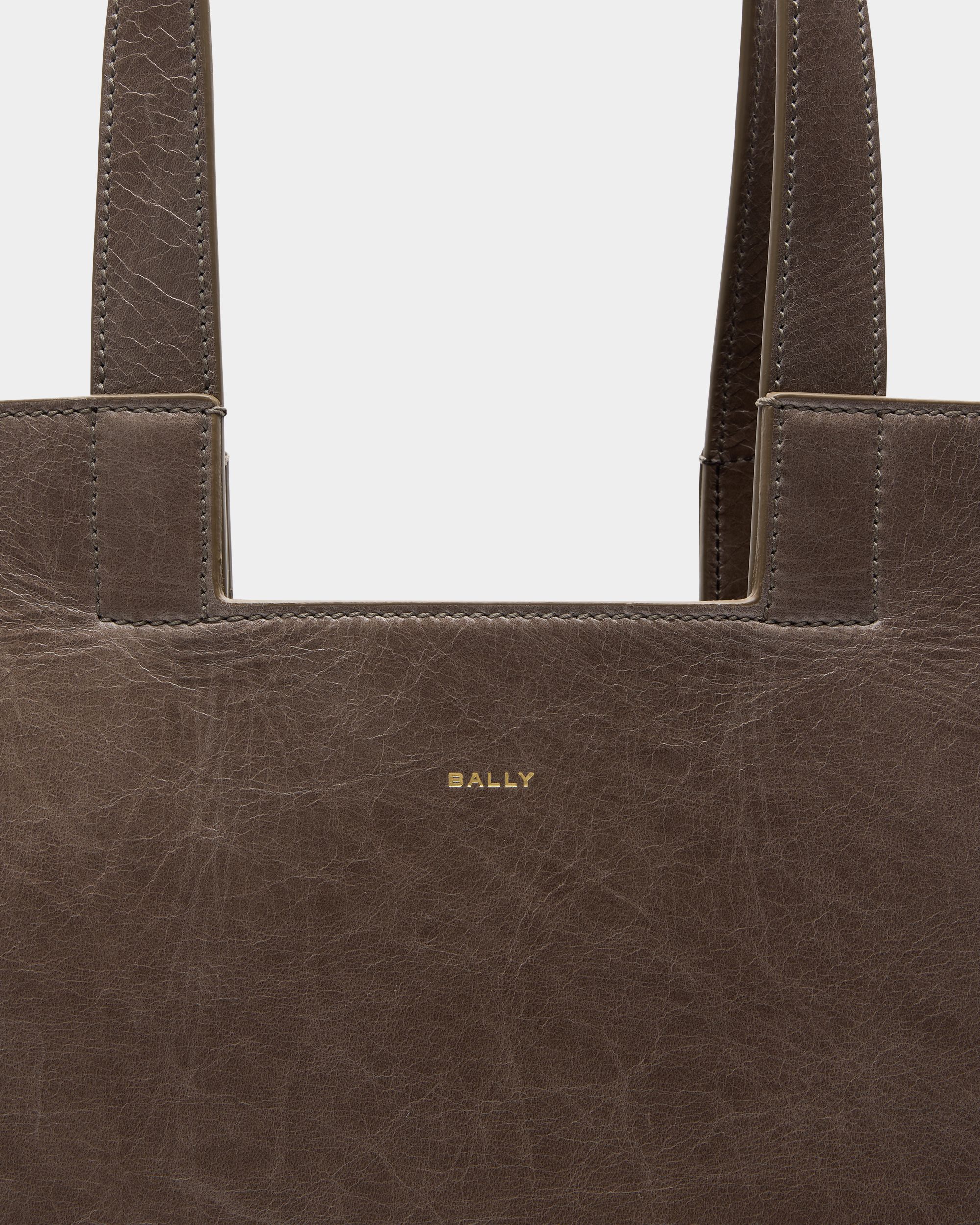 Easy Bally Tote Bag in Taupe Leather - Image 6