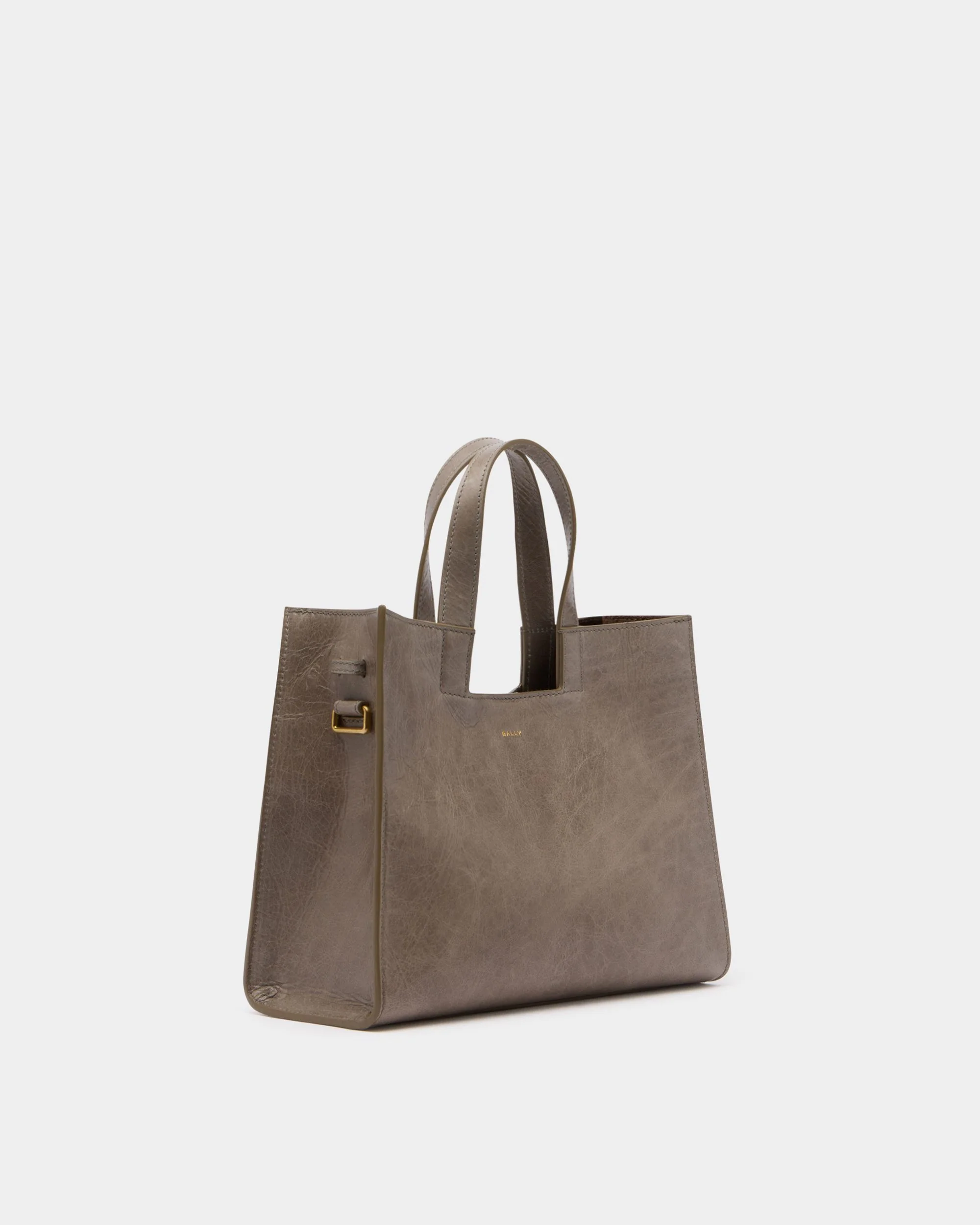 Easy Bally Tote Bag in Taupe Leather - Image 4