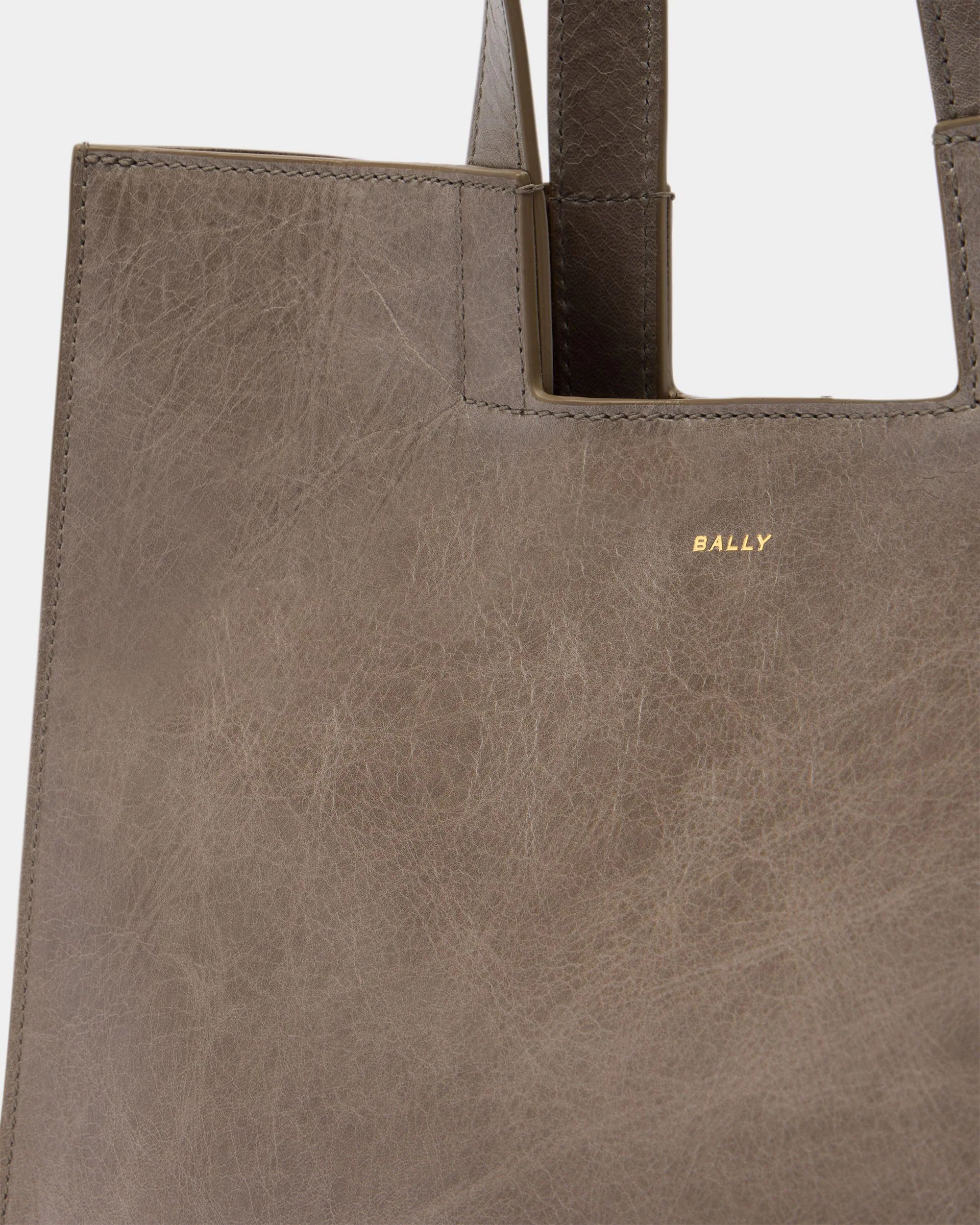 Easy Bally Tote Bag in Taupe Leather - Image 6
