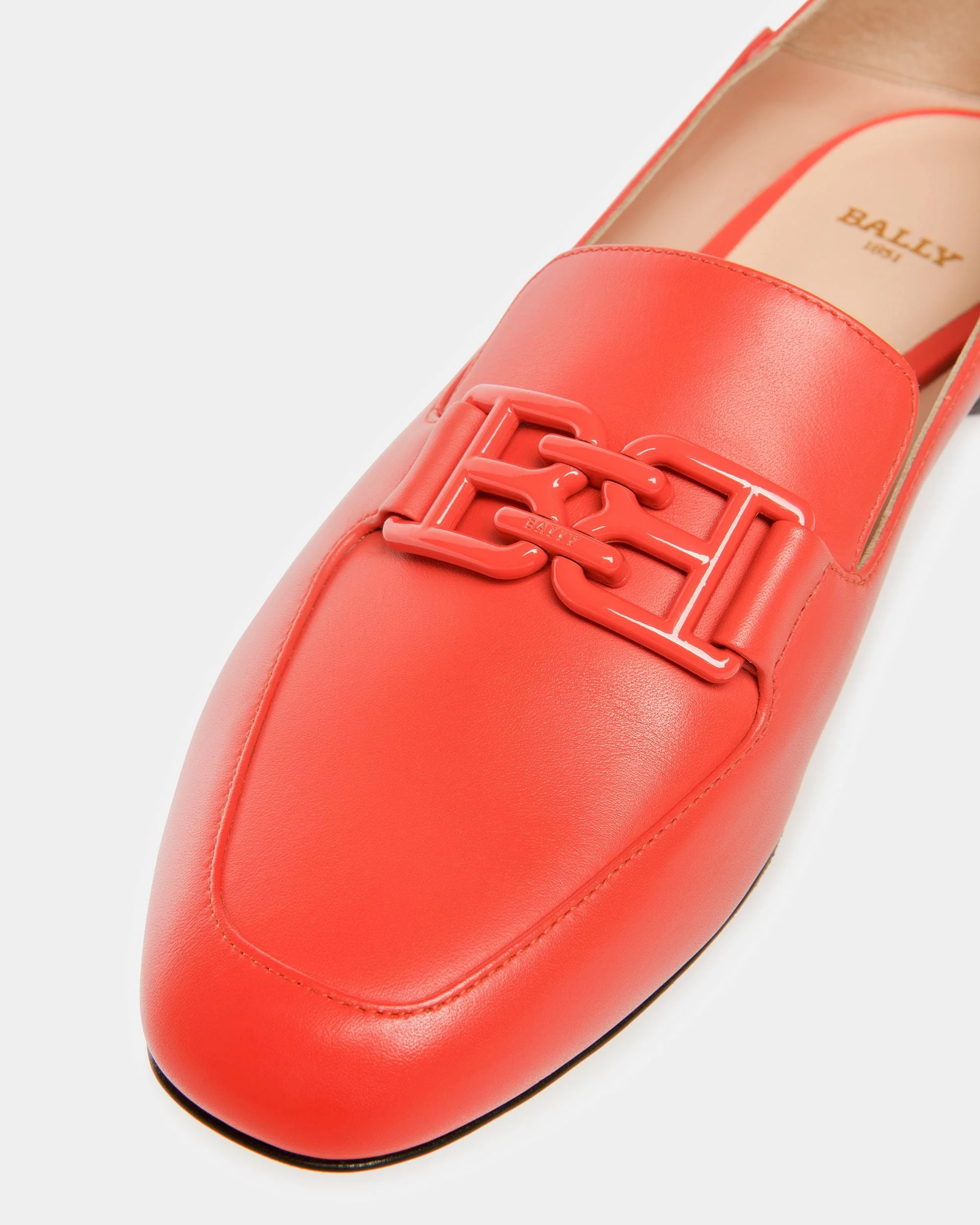 Ellah Leather Slippers In Orange - Image 4