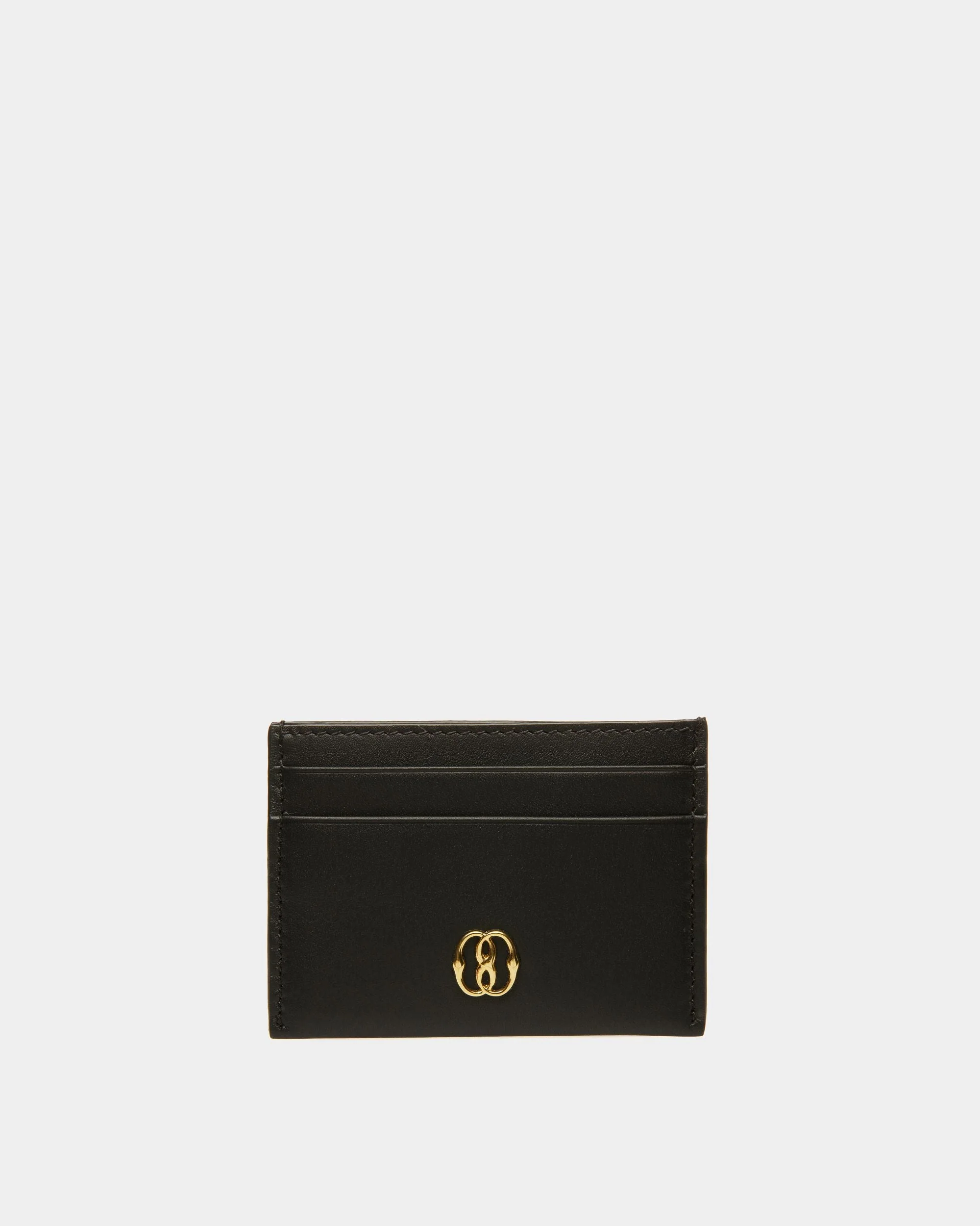 Emblem Card Holder In Black Leather