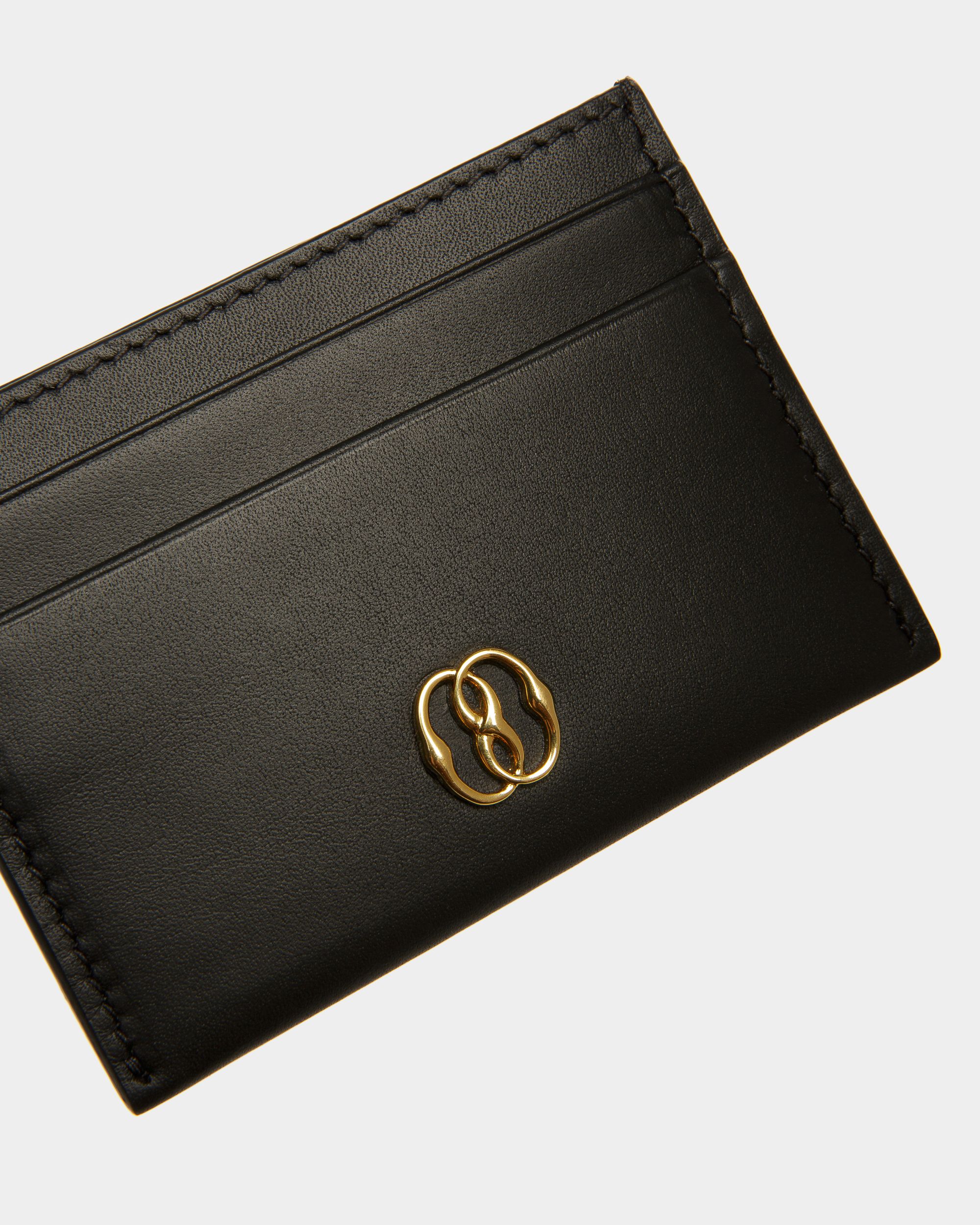 Emblem Card Holder In Black Leather - Image 4