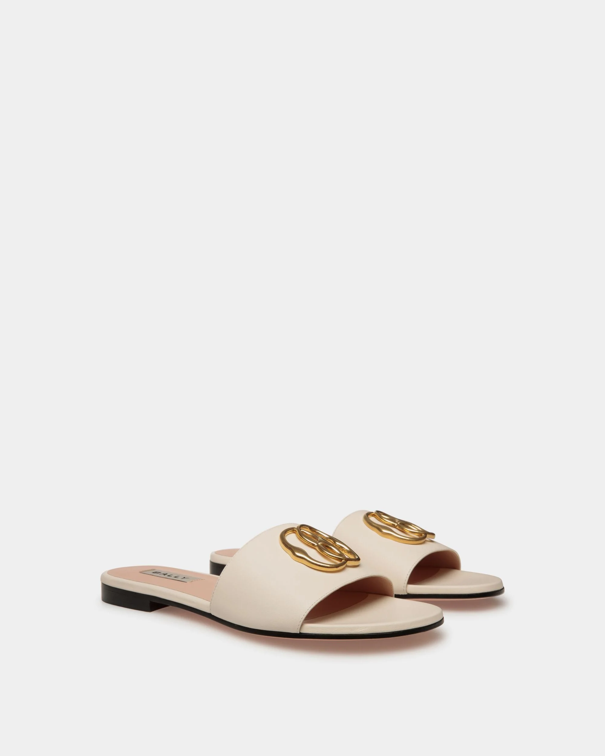 Emblem Flat Slide in Nappa Leather - Image 2