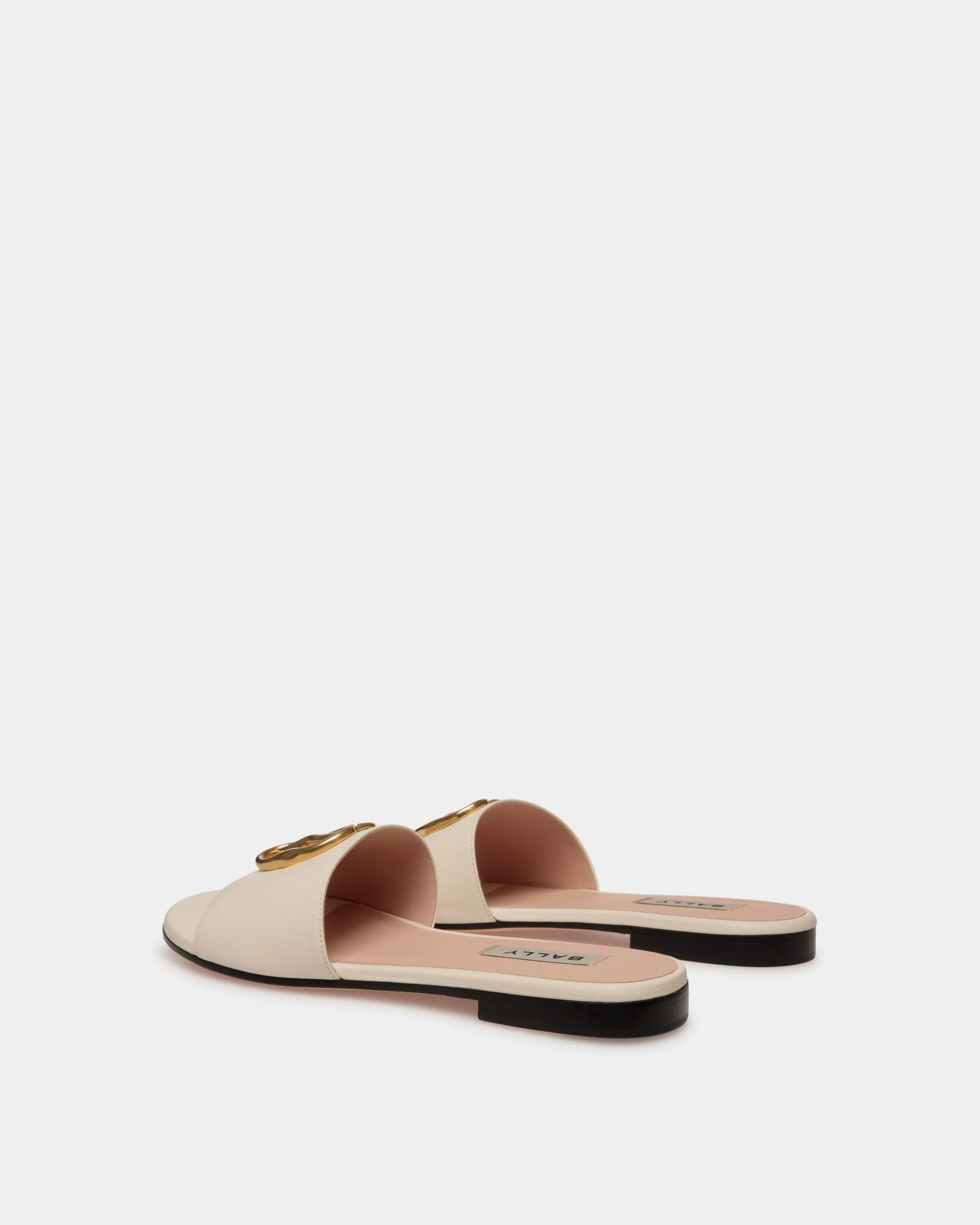 Emblem Flat Slide in Nappa Leather - Image 3