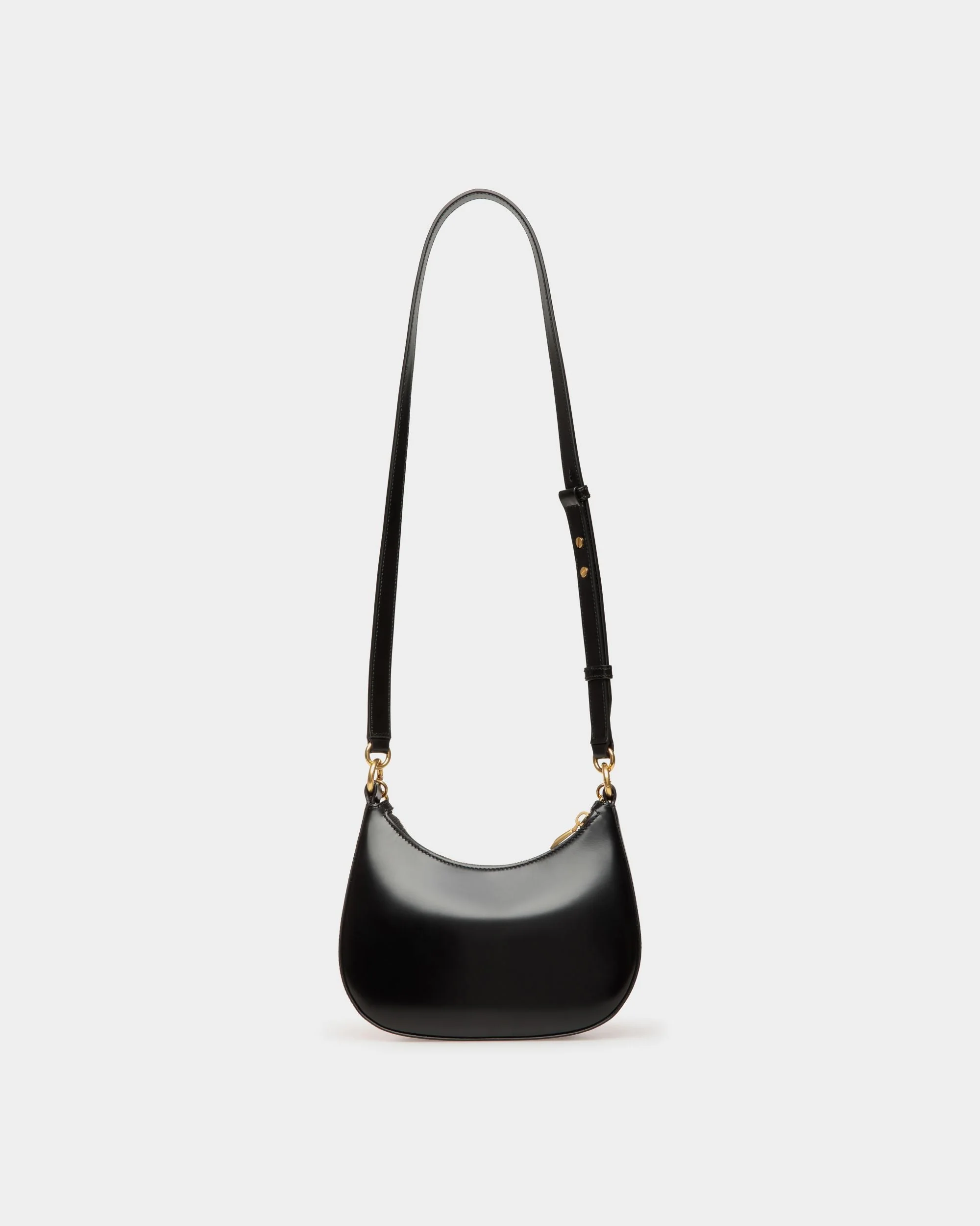 Emblem Mini Crossbody Bag in Black Brushed Leather - Image 3