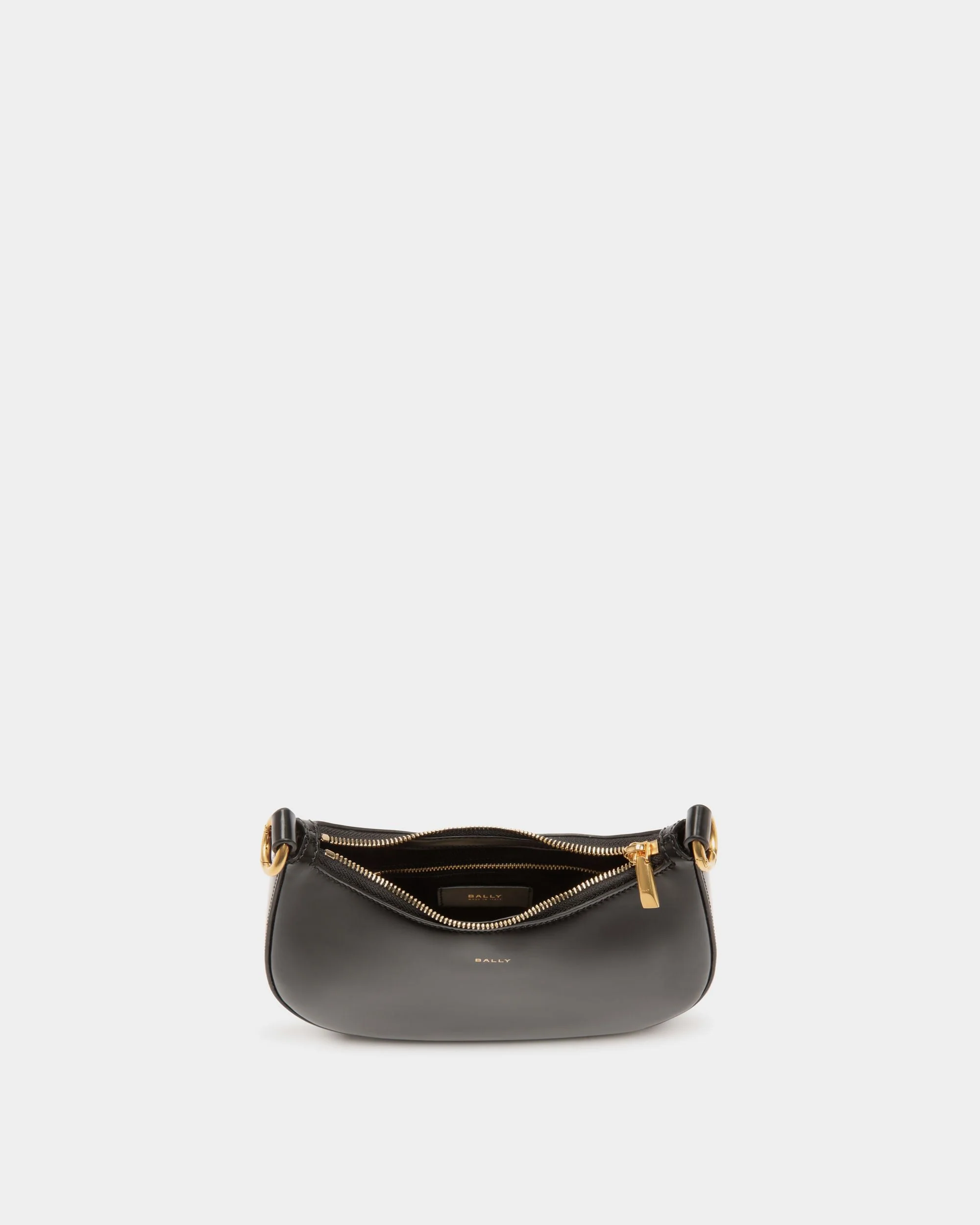 Emblem Mini Crossbody Bag in Black Brushed Leather - Image 5