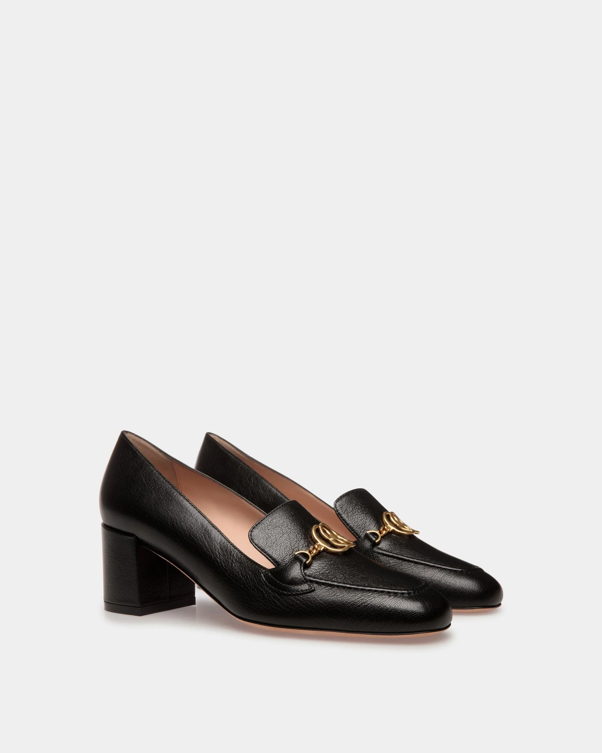 Emblem Pumps In Black Leather - Image 2