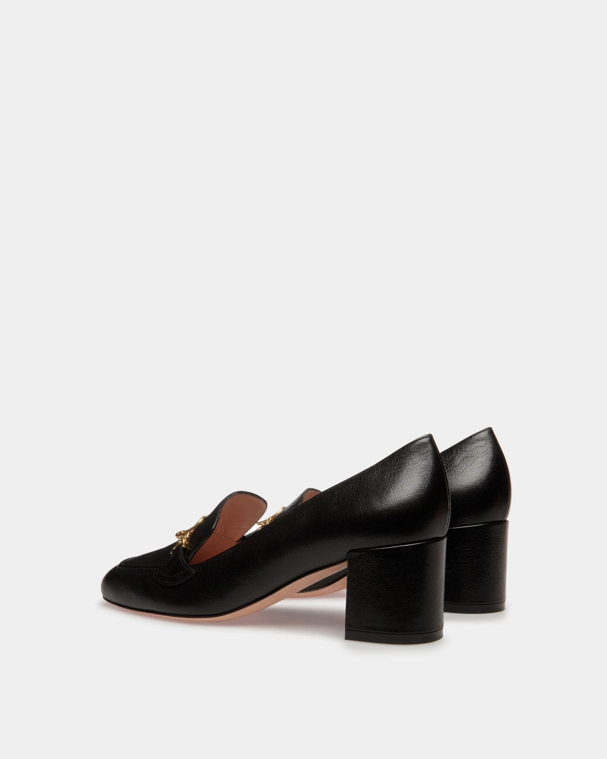Emblem Pumps In Black Leather - Image 3
