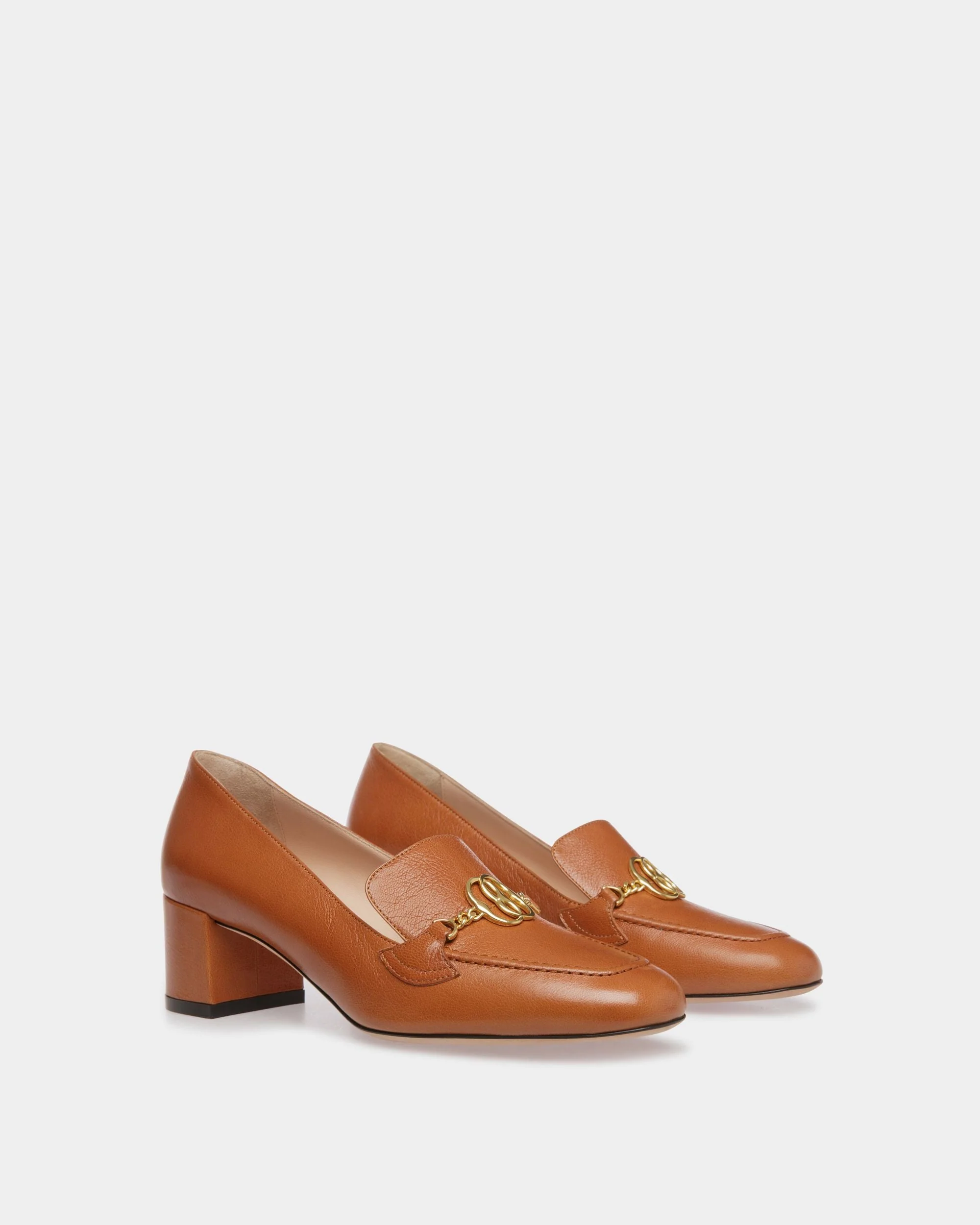 Emblem Pumps In Brown Leather - Image 3