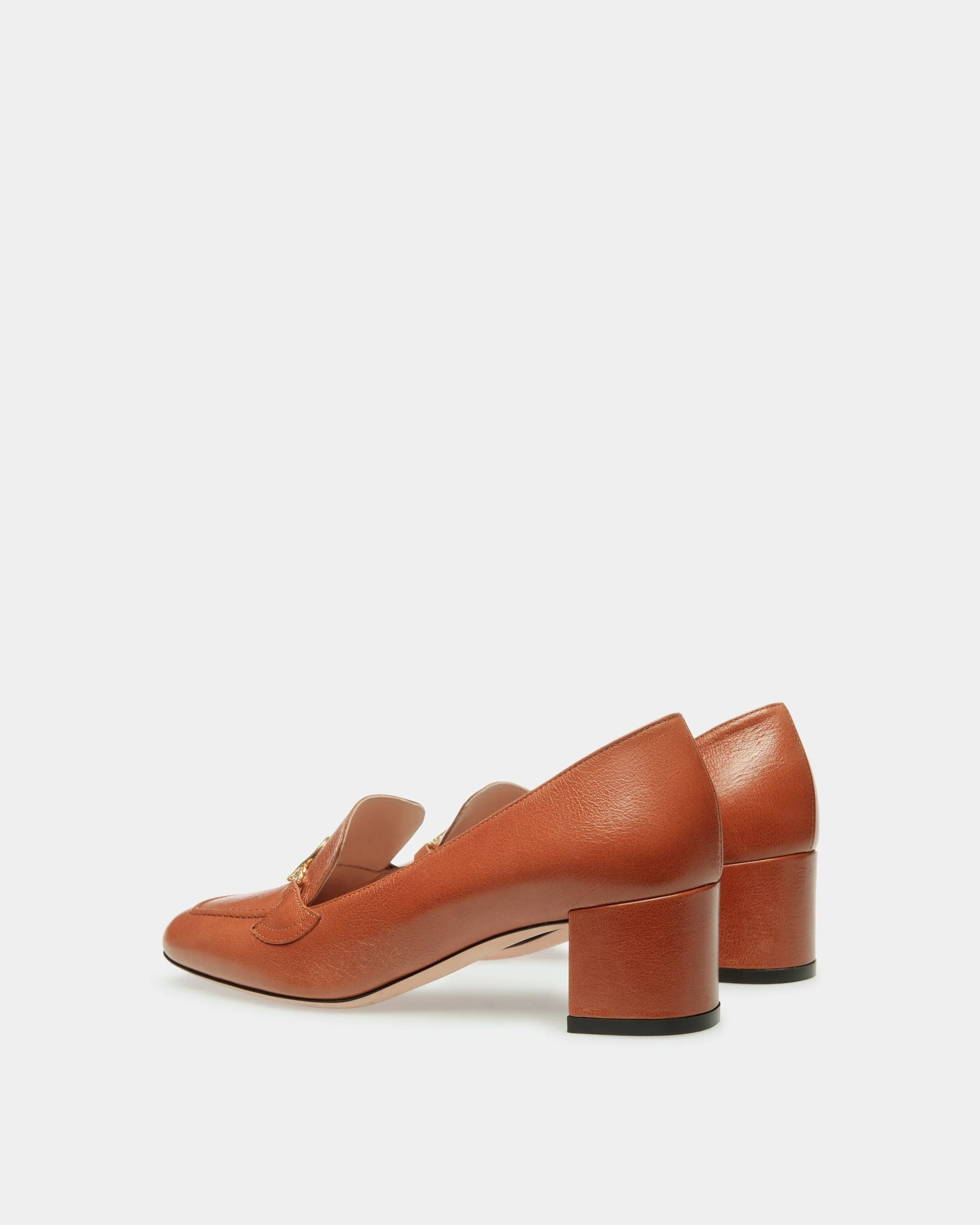 Emblem Pumps In Brown Leather - Image 4