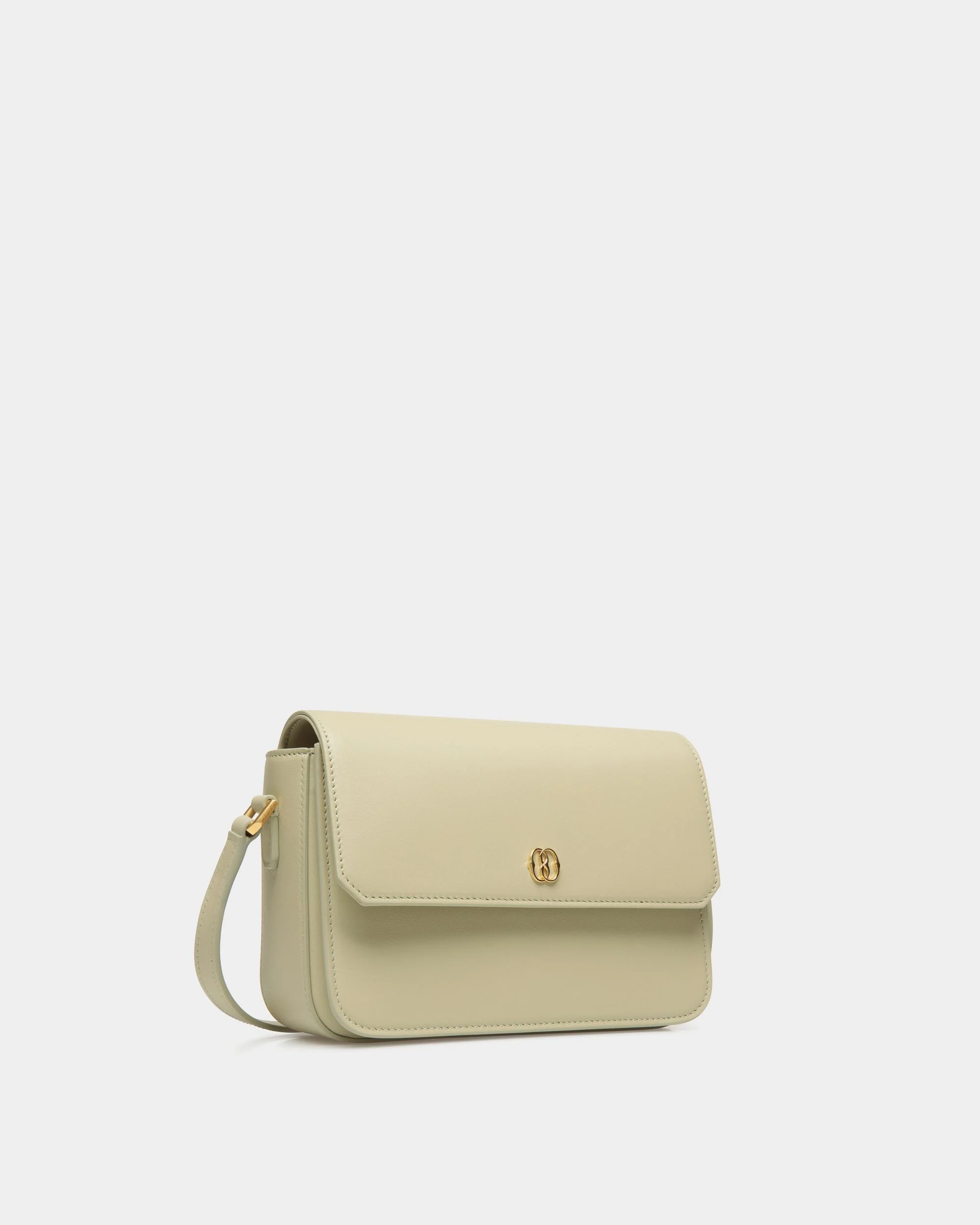 Emblem Small Crossbody Bag In Light Green Leather - Image 4