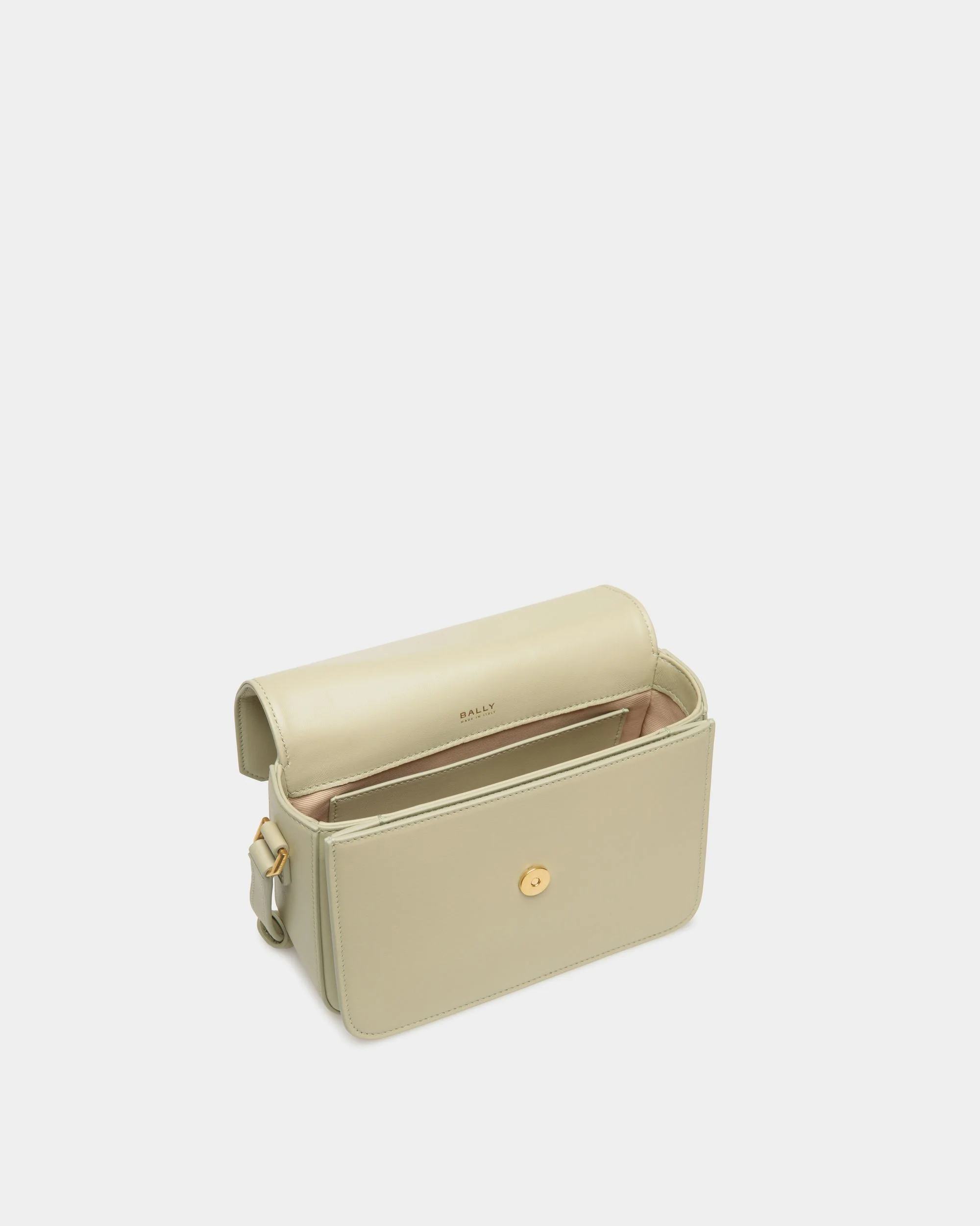 Emblem Small Crossbody Bag In Light Green Leather - Image 5