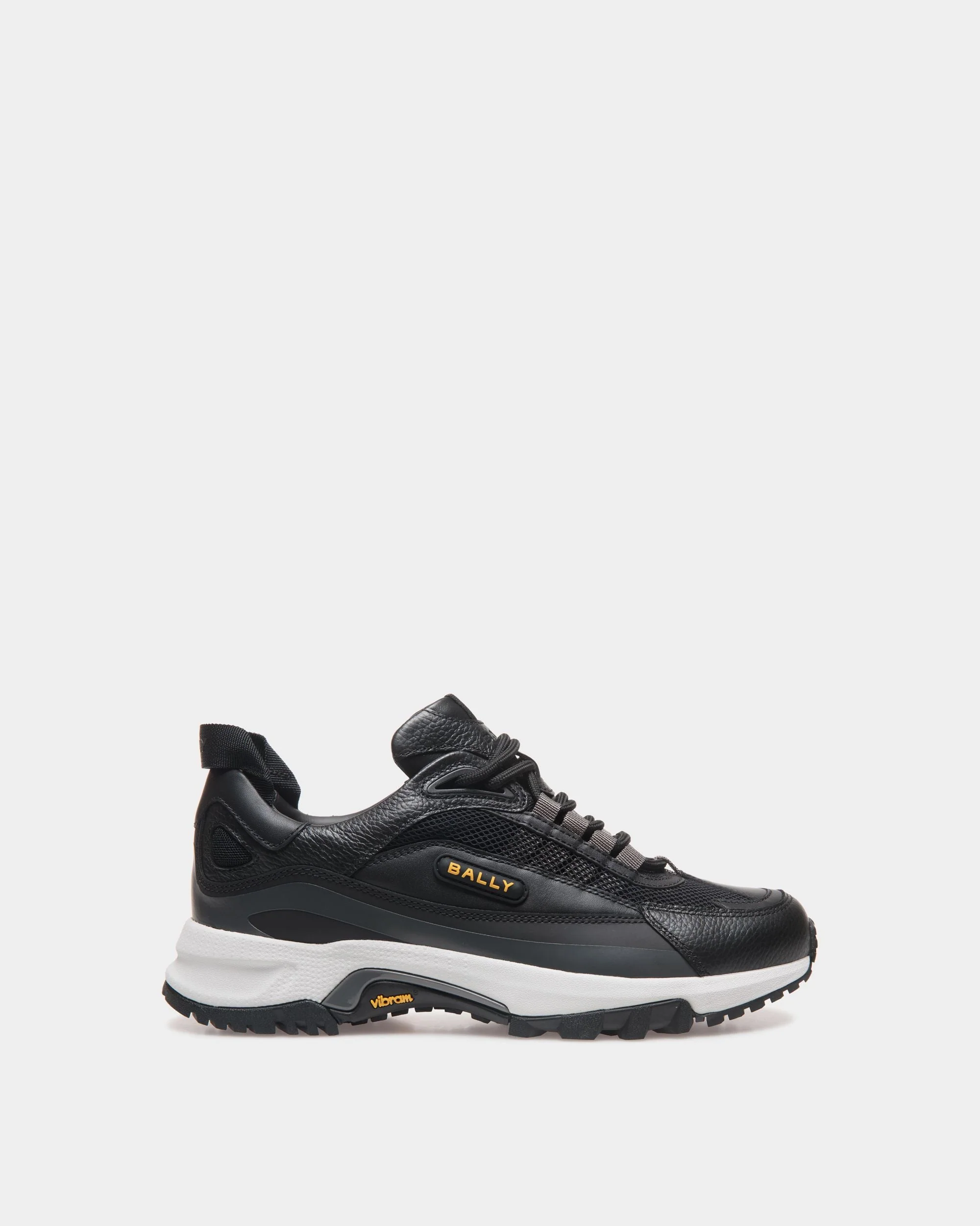 Faster Sneaker in Black Leather and Nylon